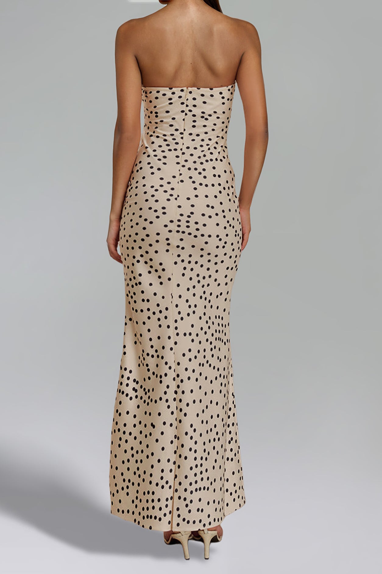 Xapana Strapless Printing Satin Maxi Dress