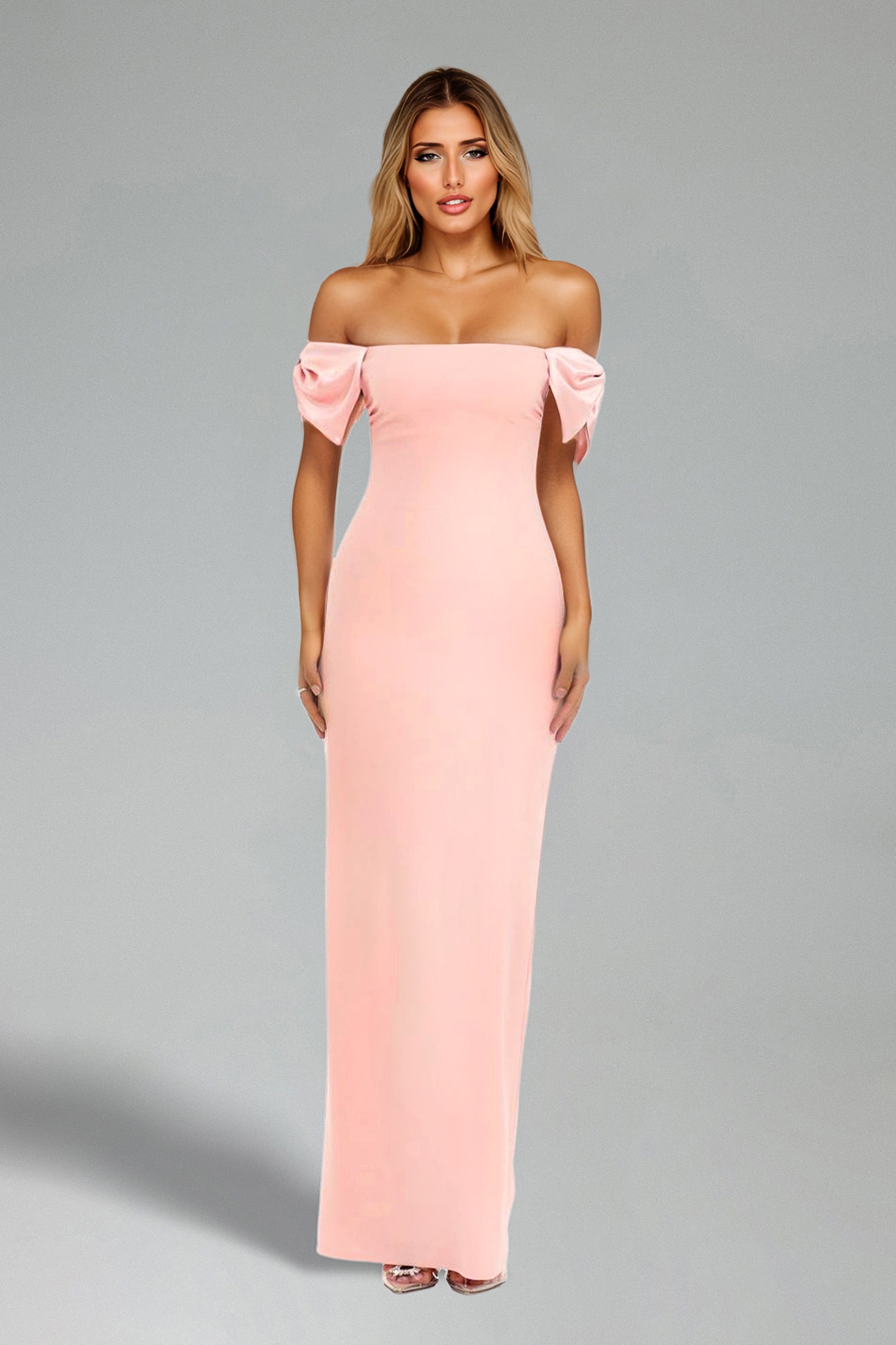 Venia Off Shoulder Sleeveless Bow Backless Slit Maxi Dress