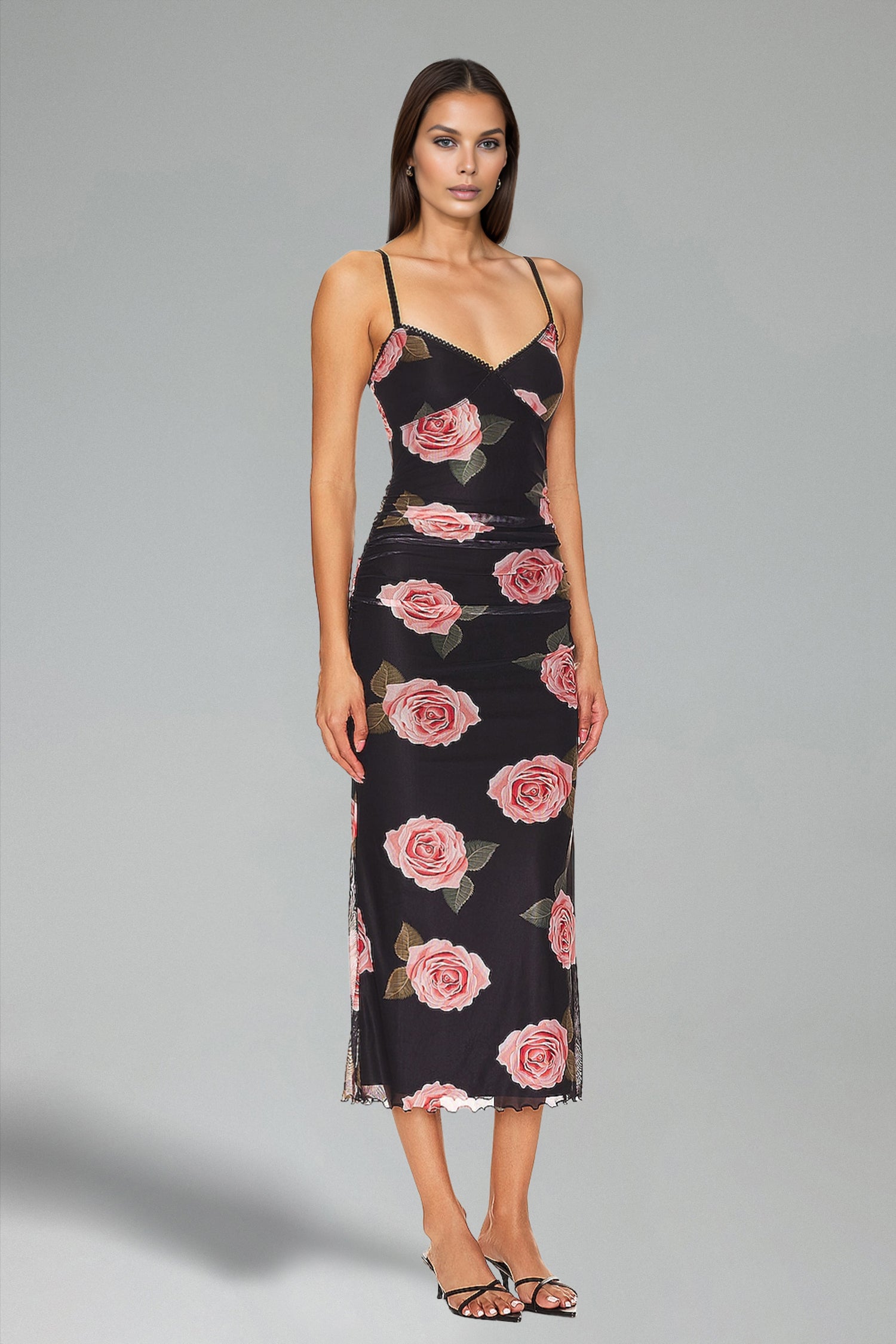 Masaka Sleeveless V-Neck Backless Midi Dress