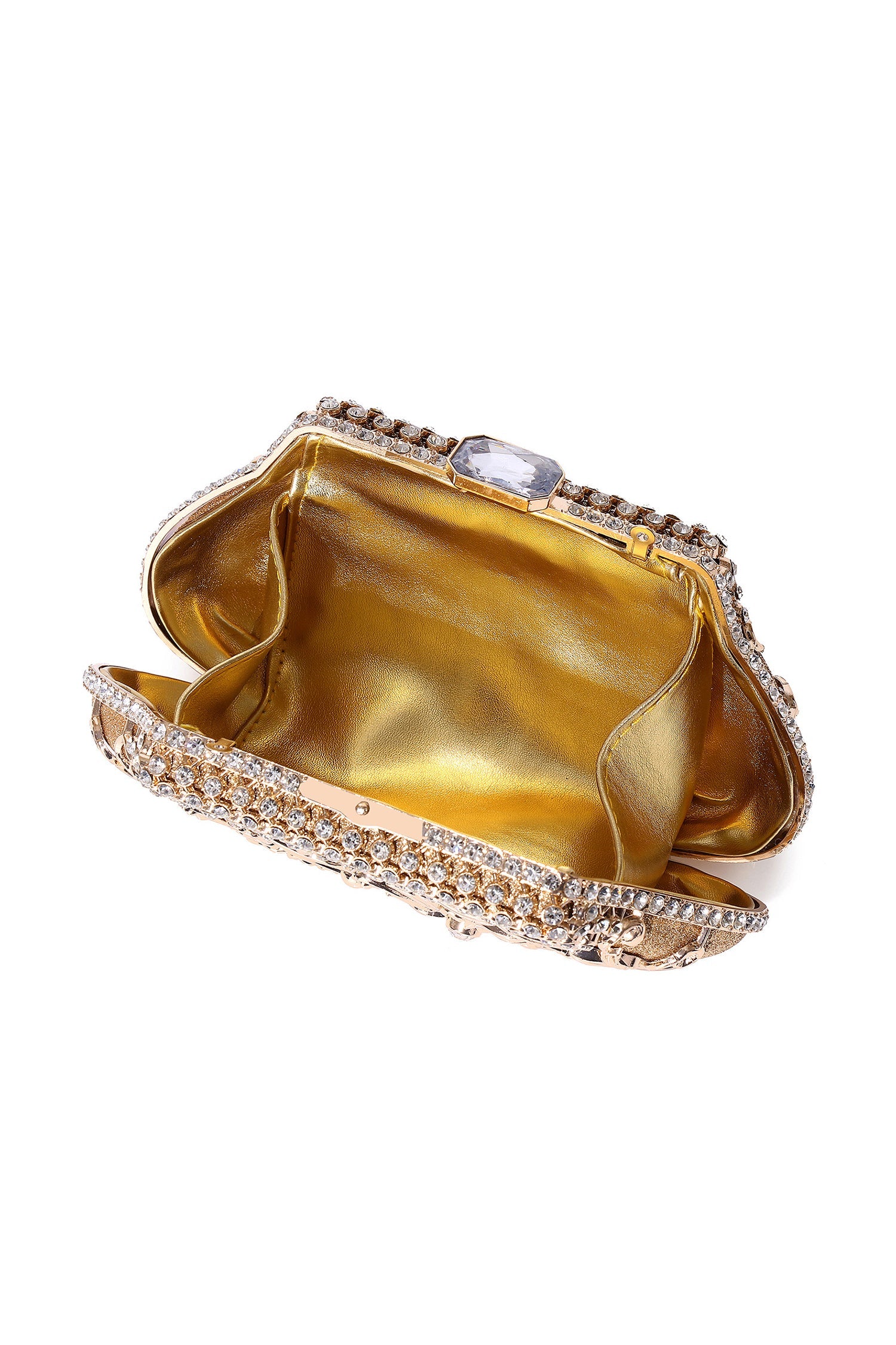 Gayu Diamante Metallic Flower Clutch