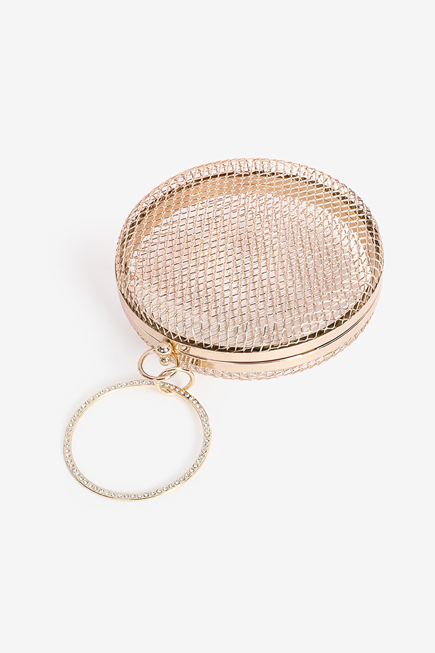 Dye Metallic Mesh Circle Handle Bag