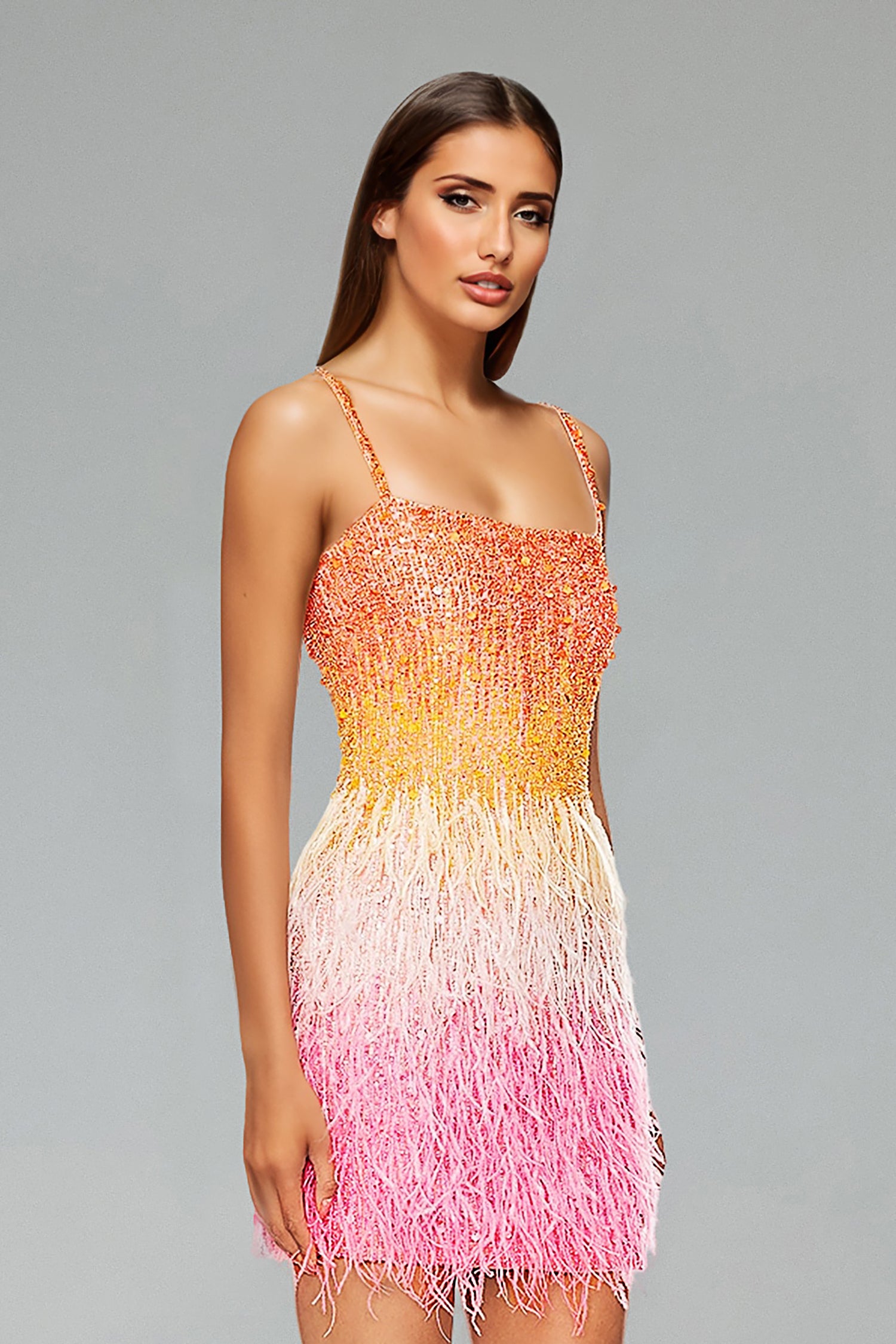 Ksenia Strapless Sleeveless Sequin Tassel Mini Dress