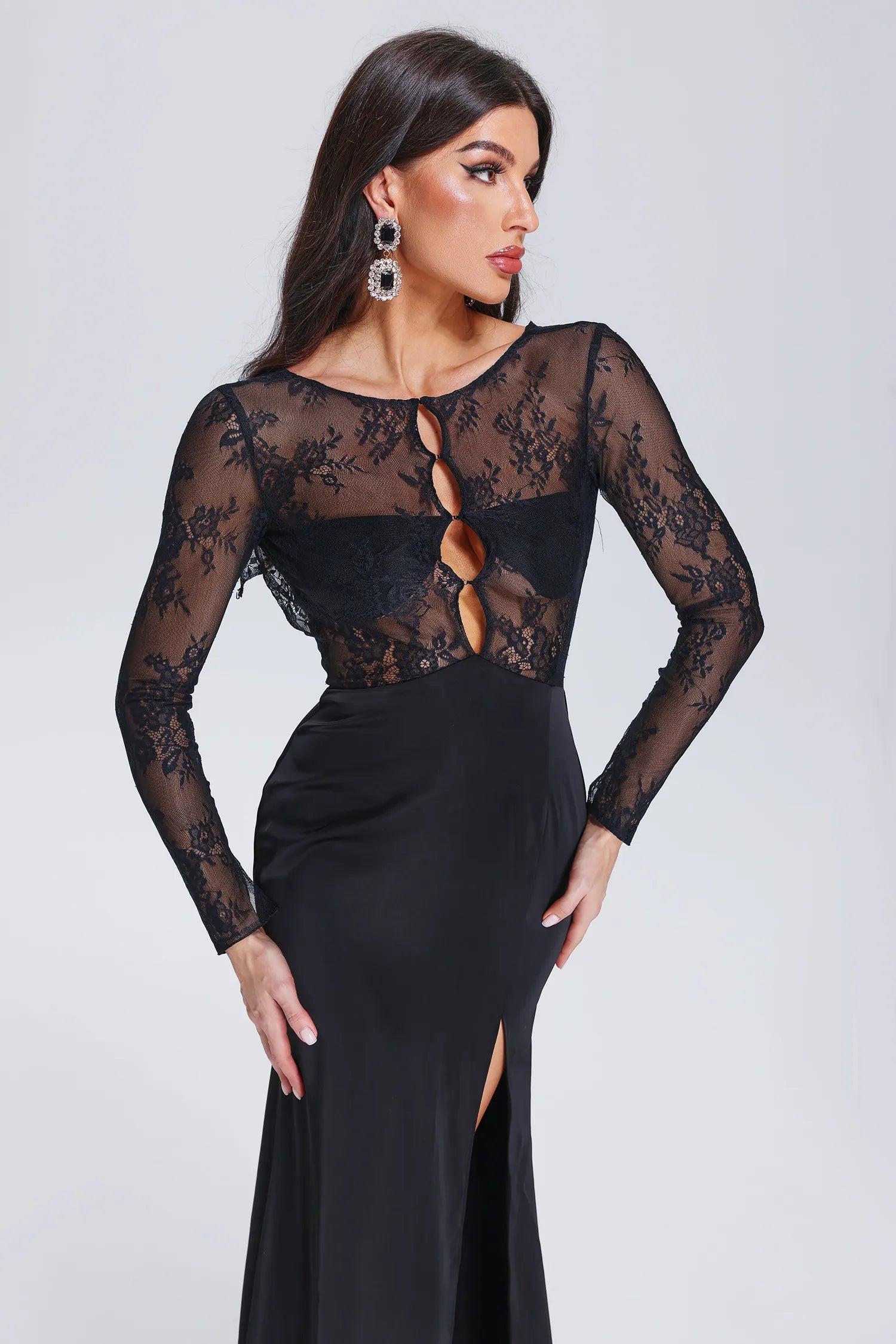 Valico High Slit Lace Maxi Dress