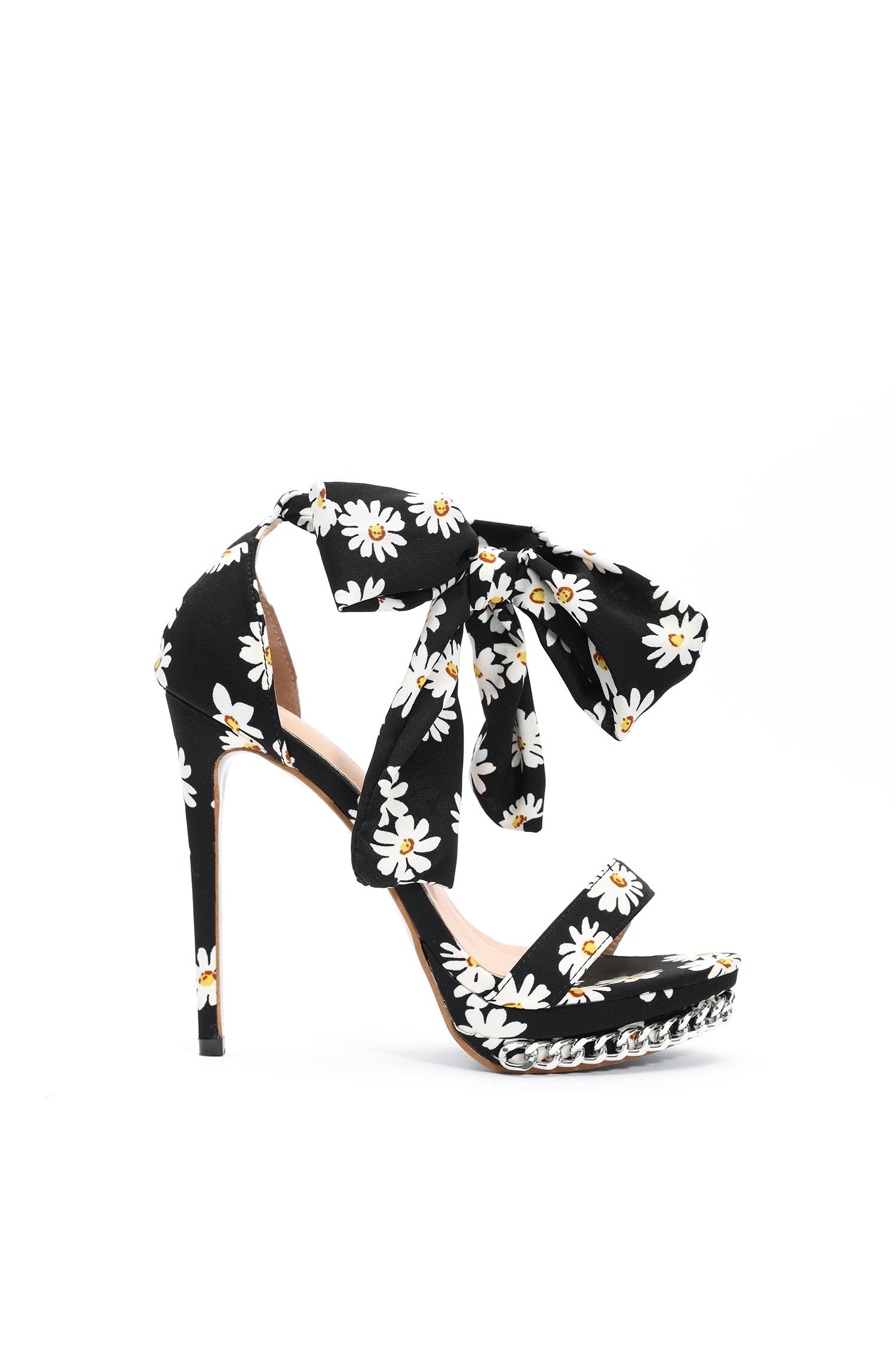 Grasa Flower Print Strappy Stiletto Sandles