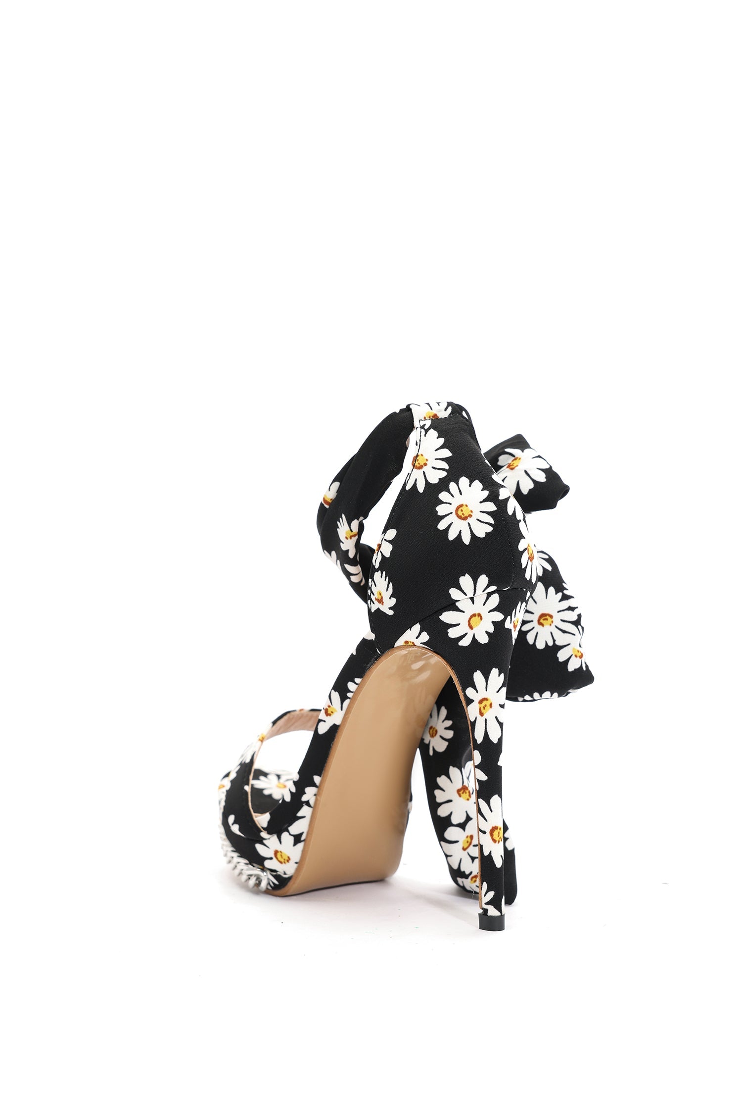 Grasa Flower Print Strappy Stiletto Sandles