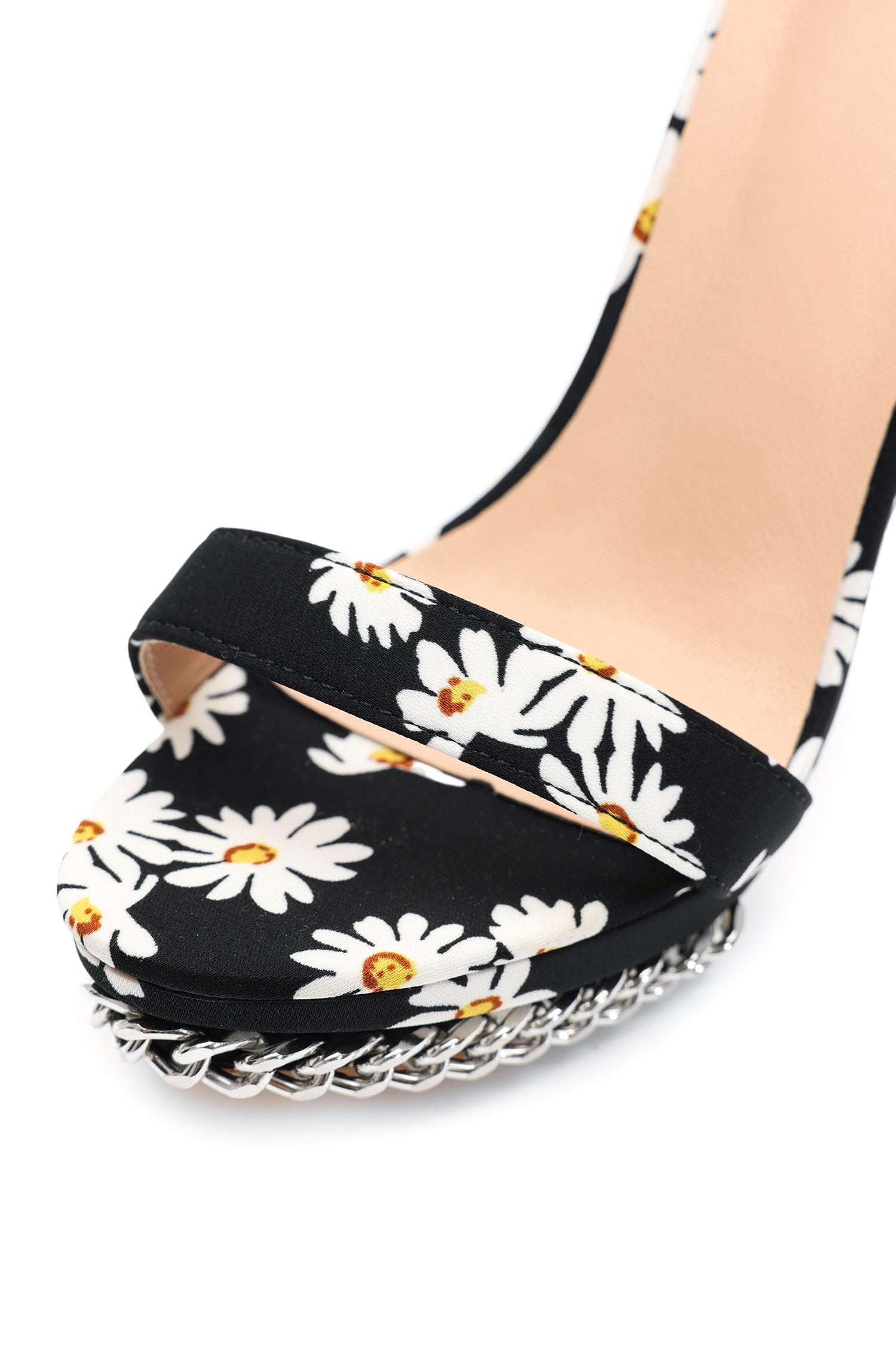 Grasa Flower Print Strappy Stiletto Sandles