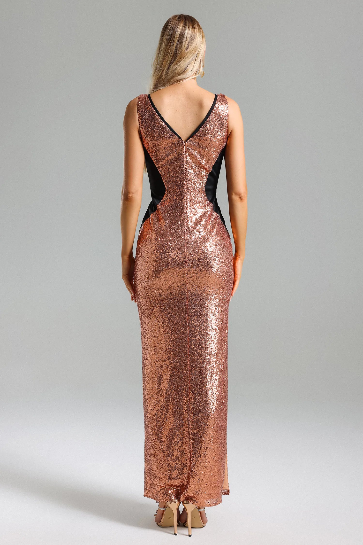 Winifred V Neck Sequins Maxi Kleid