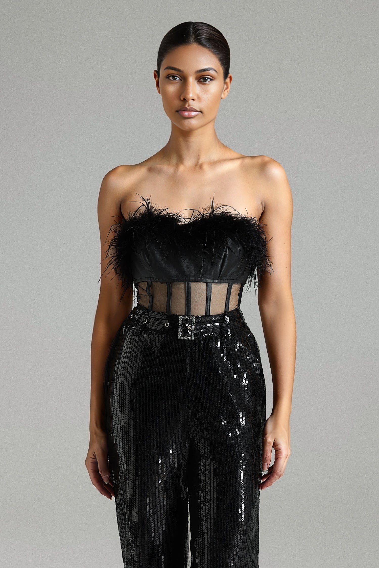 Bernice Feather Sequins Jumpsuit