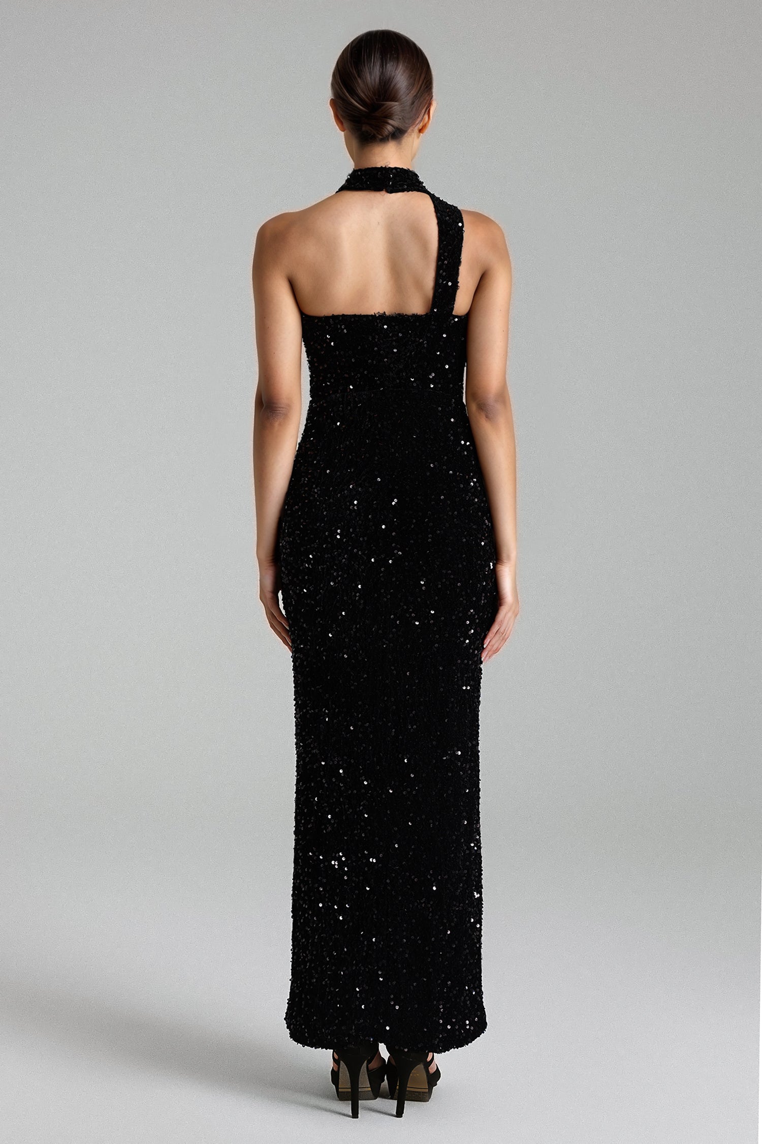 Kahlo One Shoulder Sequins Maxi Dress