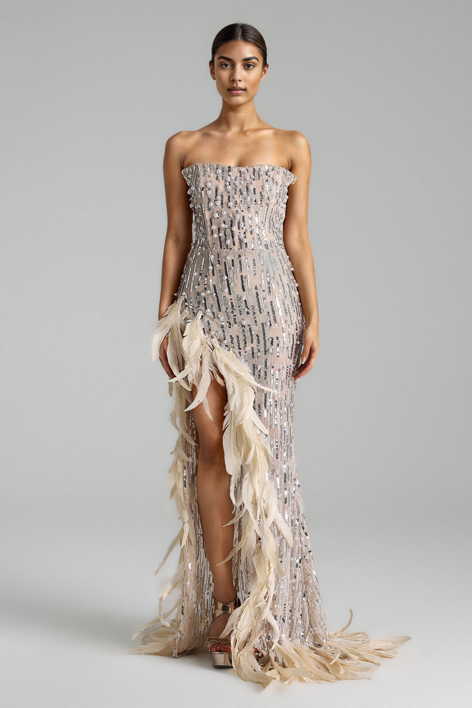 Uerzay Plume Sequined Maxi Dress