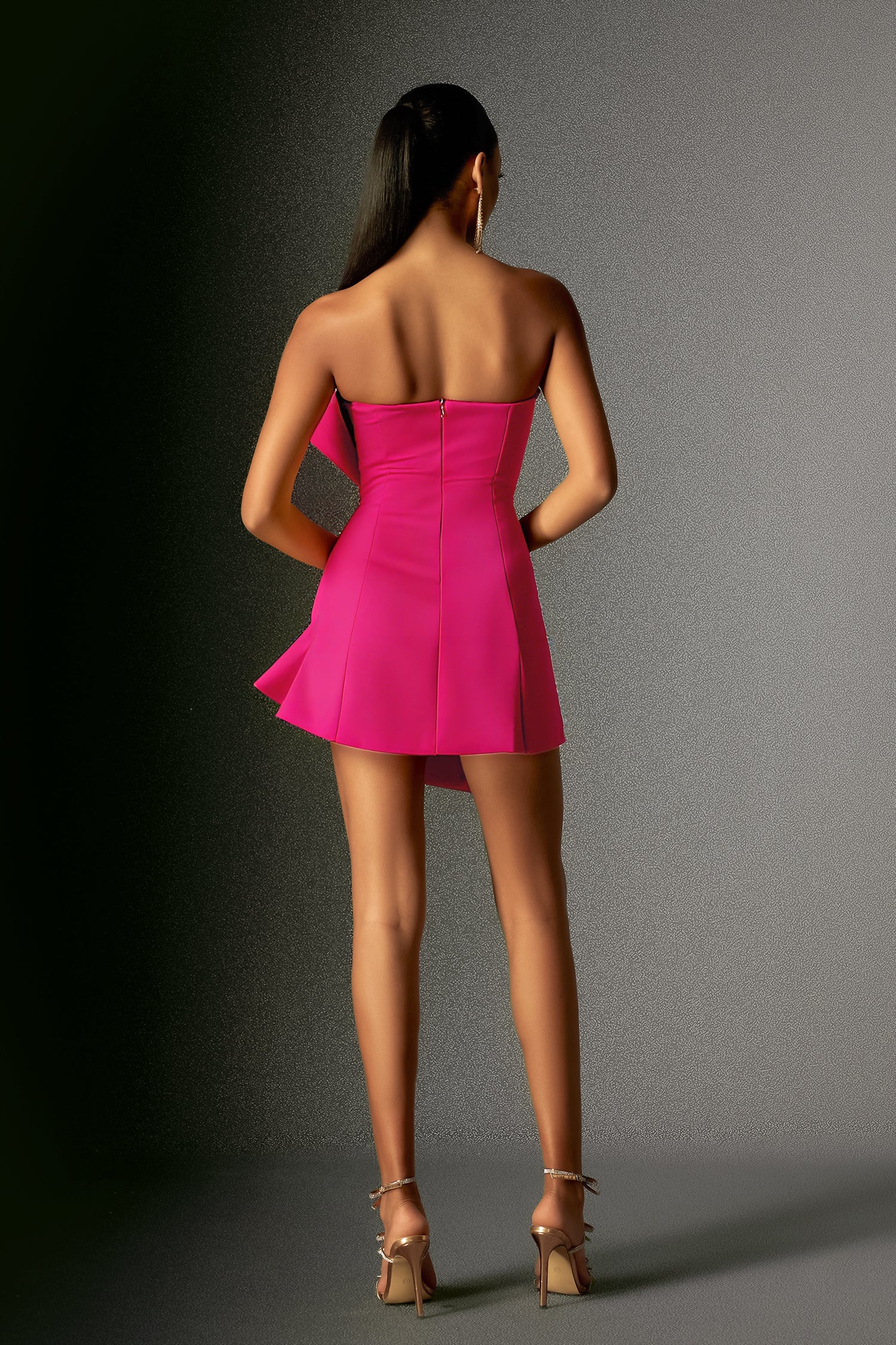 Majrela Bowknot Strapless Wine Mini Dress