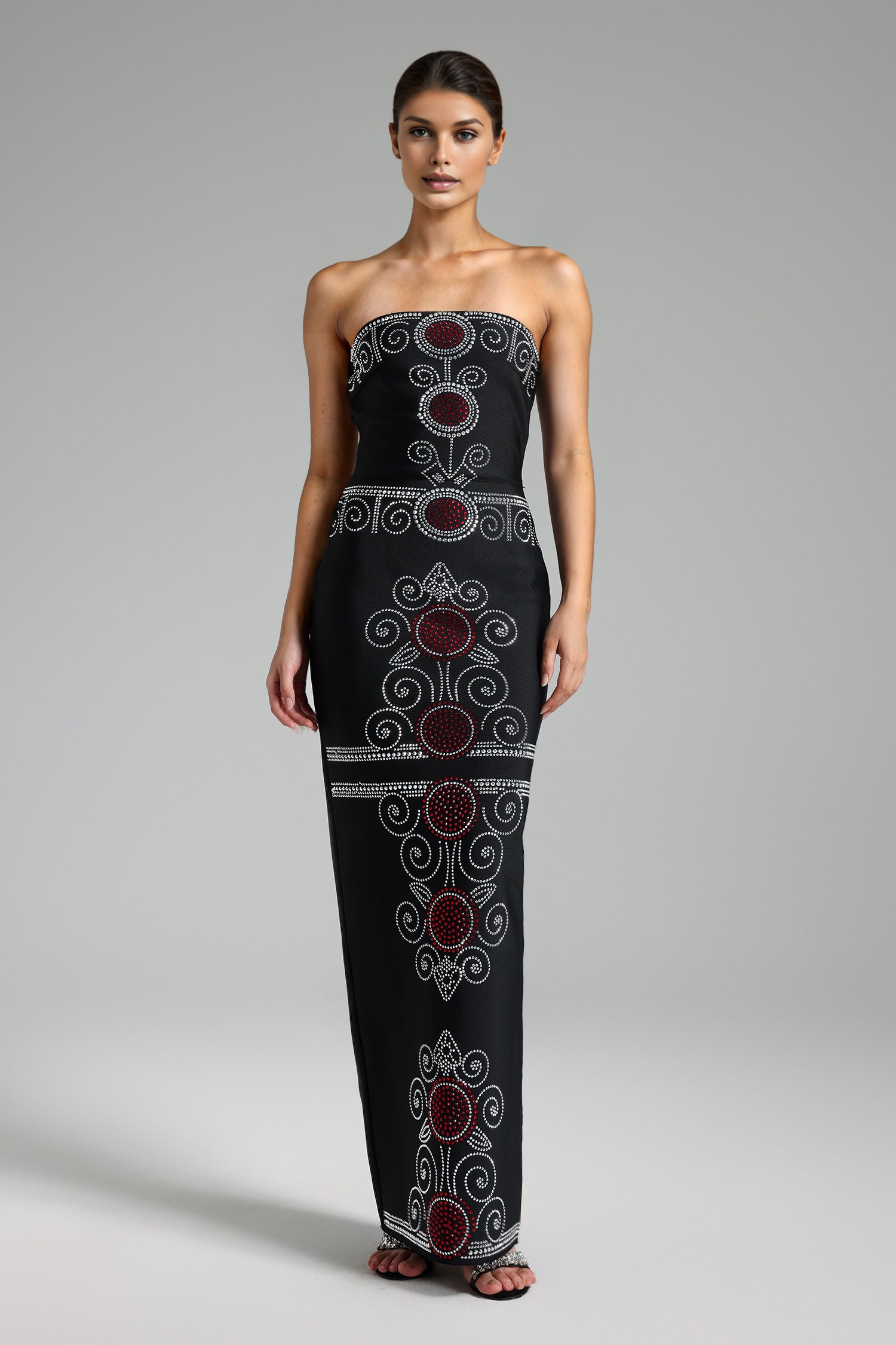 Oberta Strapless Diamond Bandage Maxi Dress