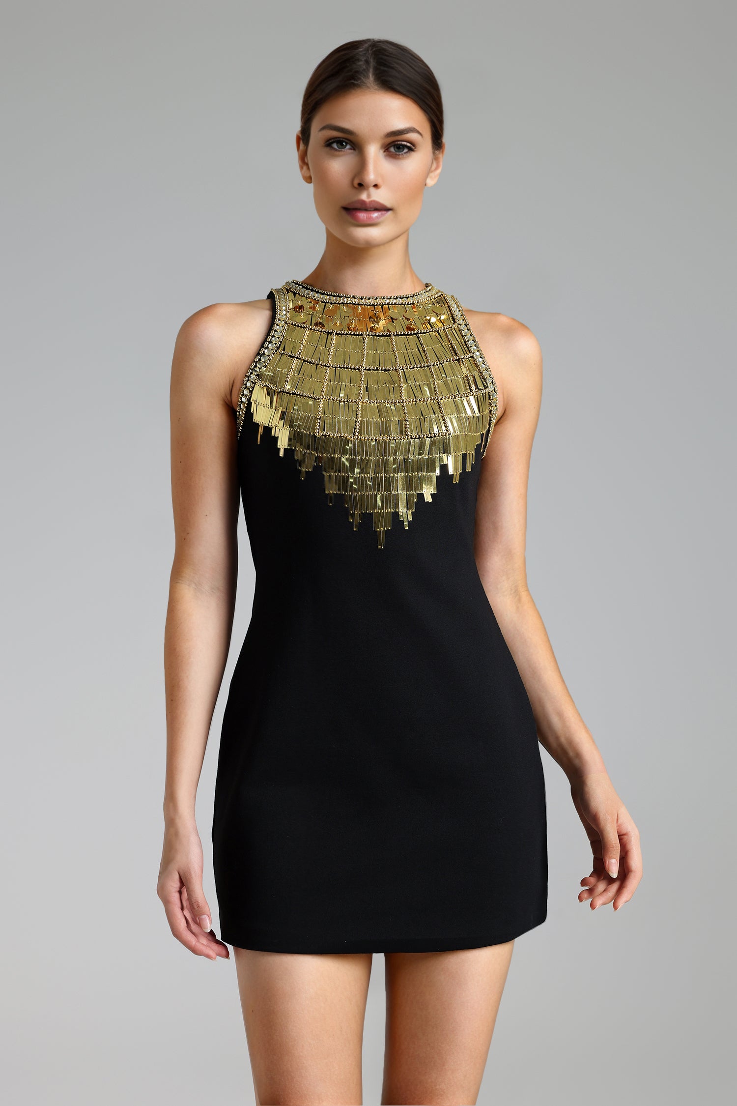 Gertie Strapless Gold Sequins Mini Dress