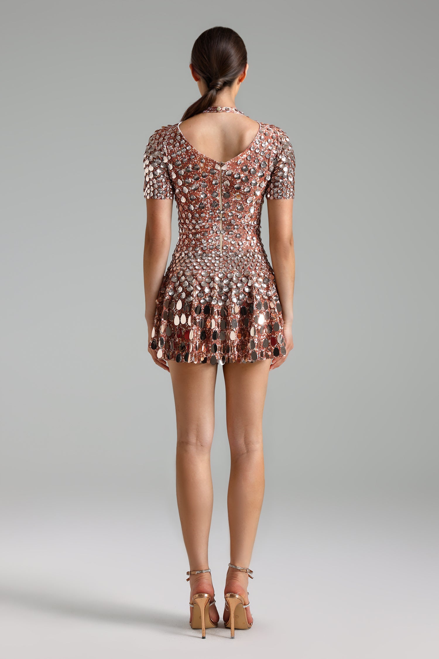 Emmeline Round Neck Sequin Mini Dress