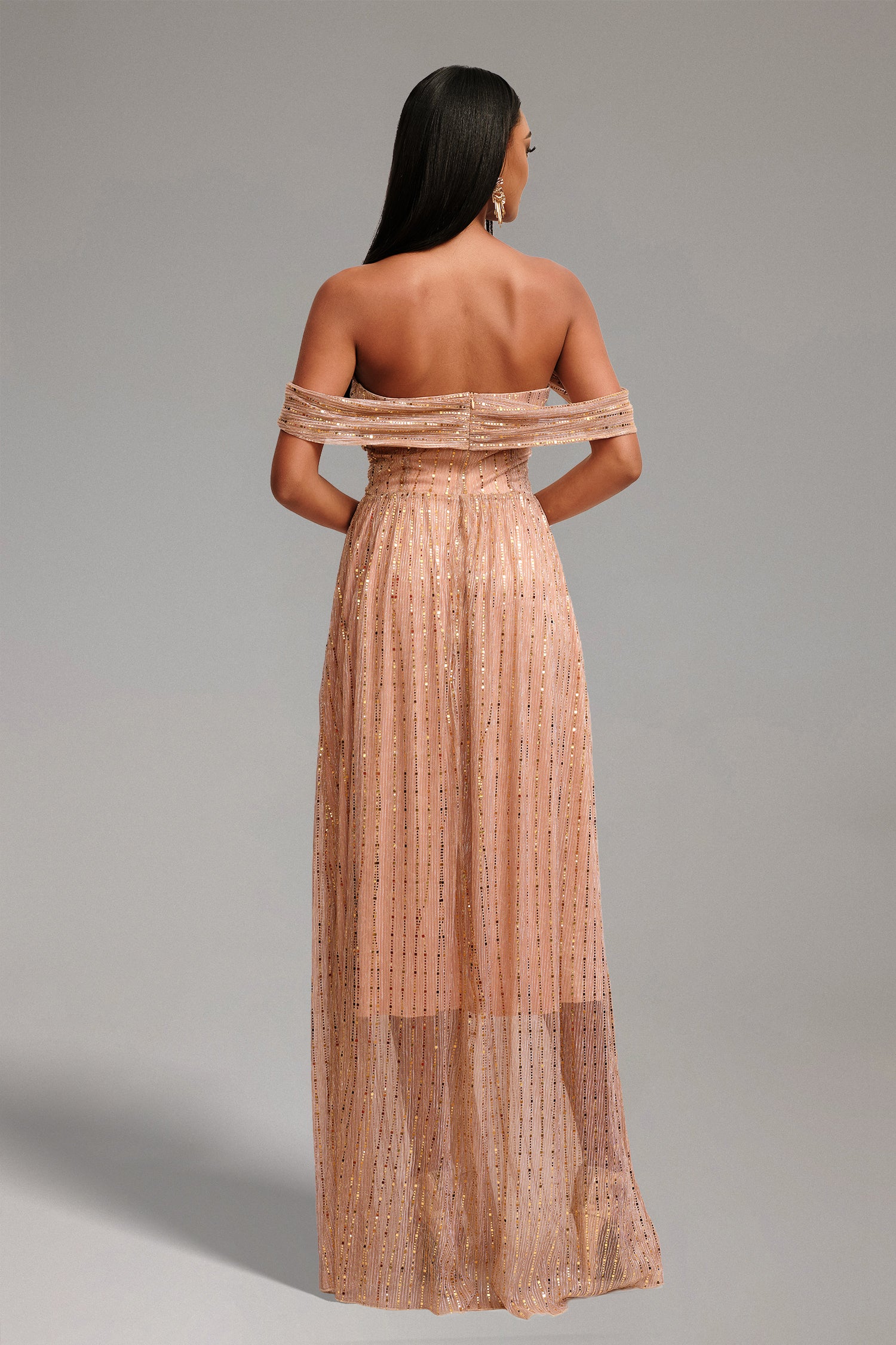 Kailani Off Shoulder Glitter Maxi Dress