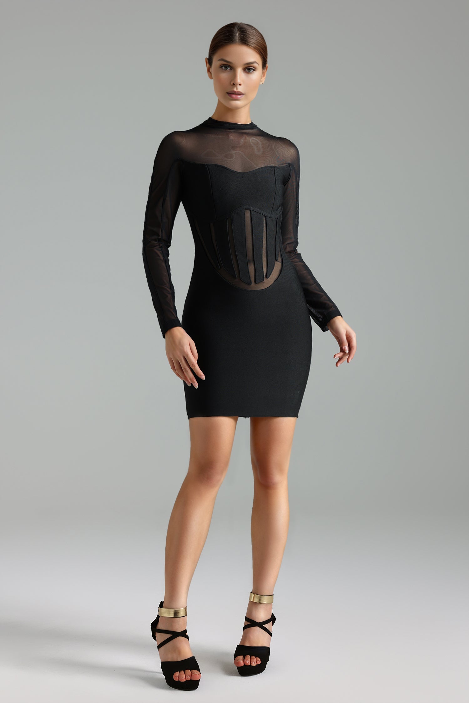 Nadia Strapless Slit Bandage Midi Dress