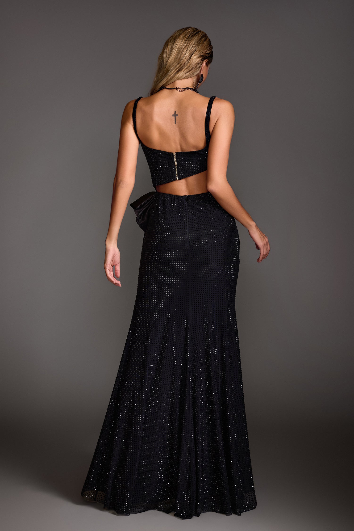 Uomo Bow High Slit Maxi Dress