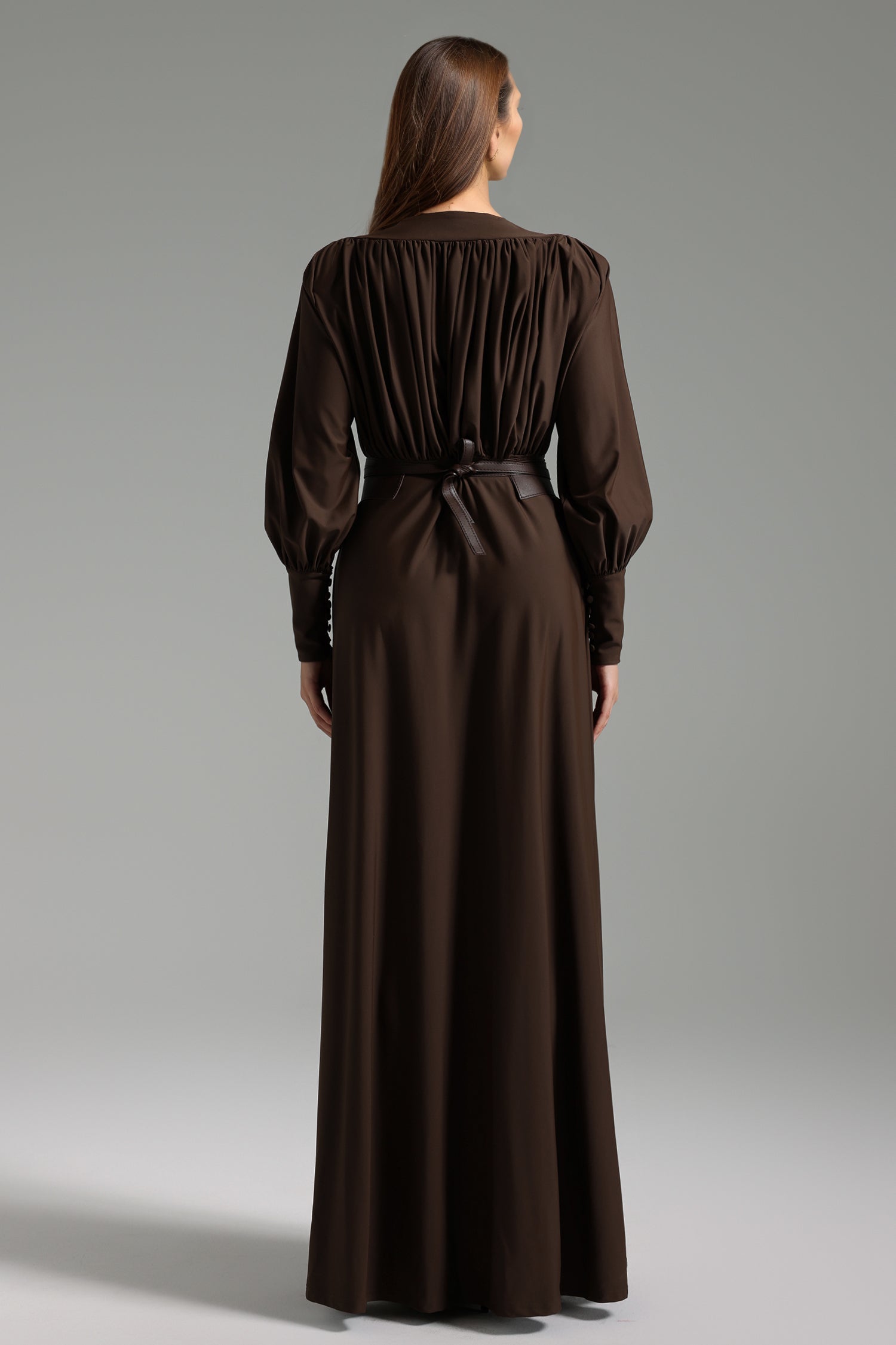 Encho Deep-V Long Sleeves Maxi Dress