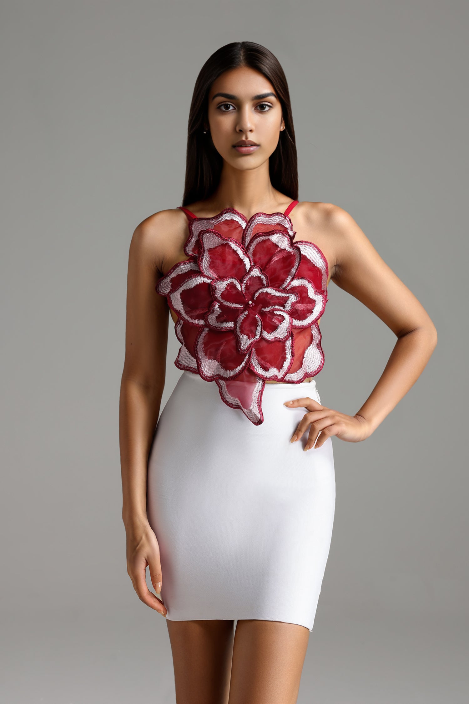 Yeney Sleeveless Backless Flowers Corset