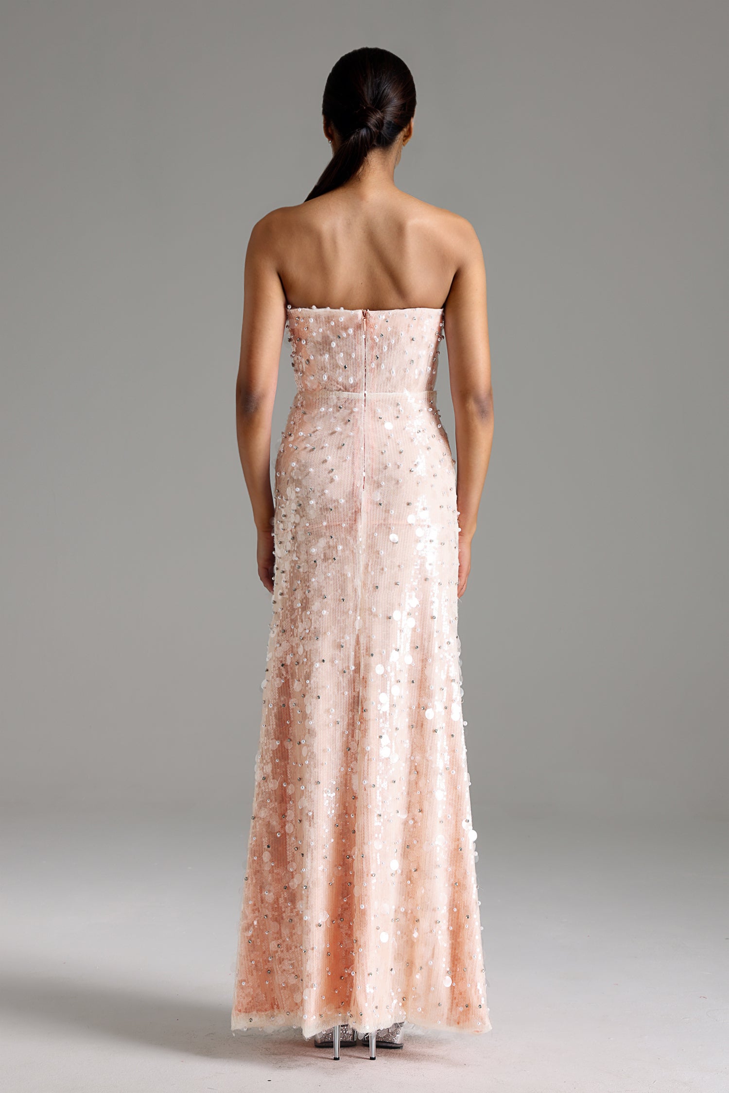 Xezey Strapless Sleeveless Sequin Maxi Dress