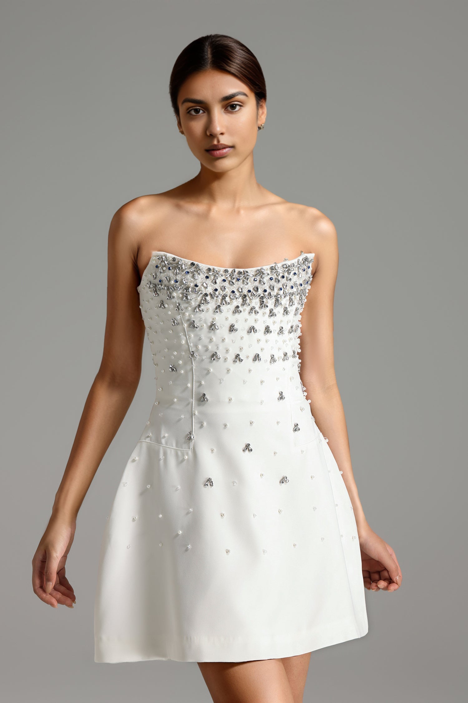 Jacqueline Strapless Sleeveless Diamond Mini Dress