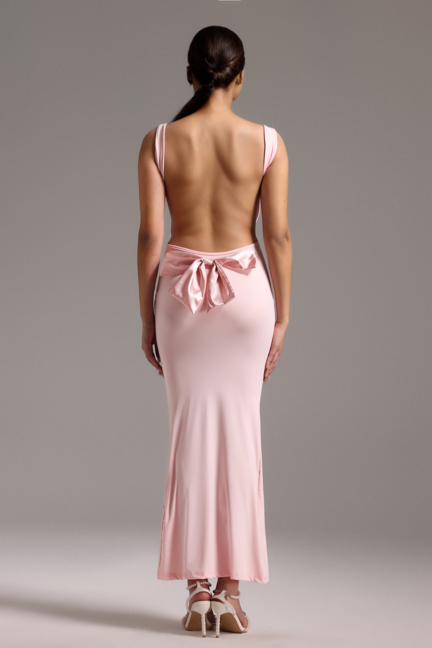 Sharian Sleeveless Backless Bow Maxi Dress