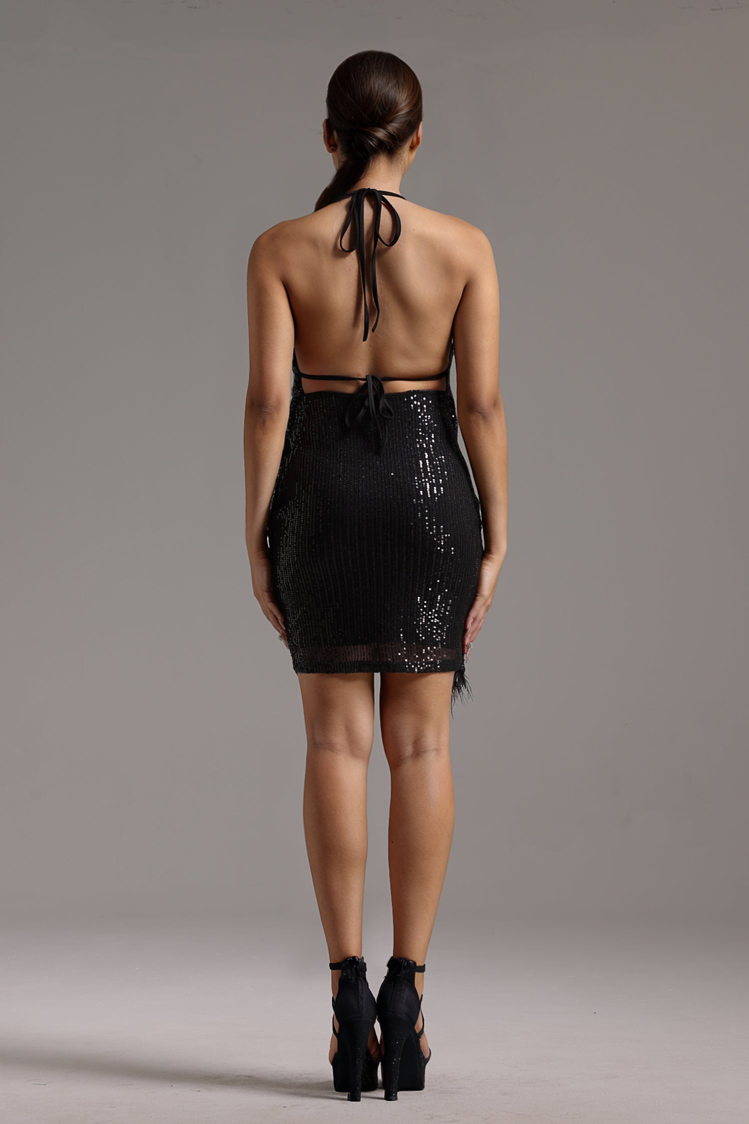 Leah Halter V-Neck Sequin Mini Dress