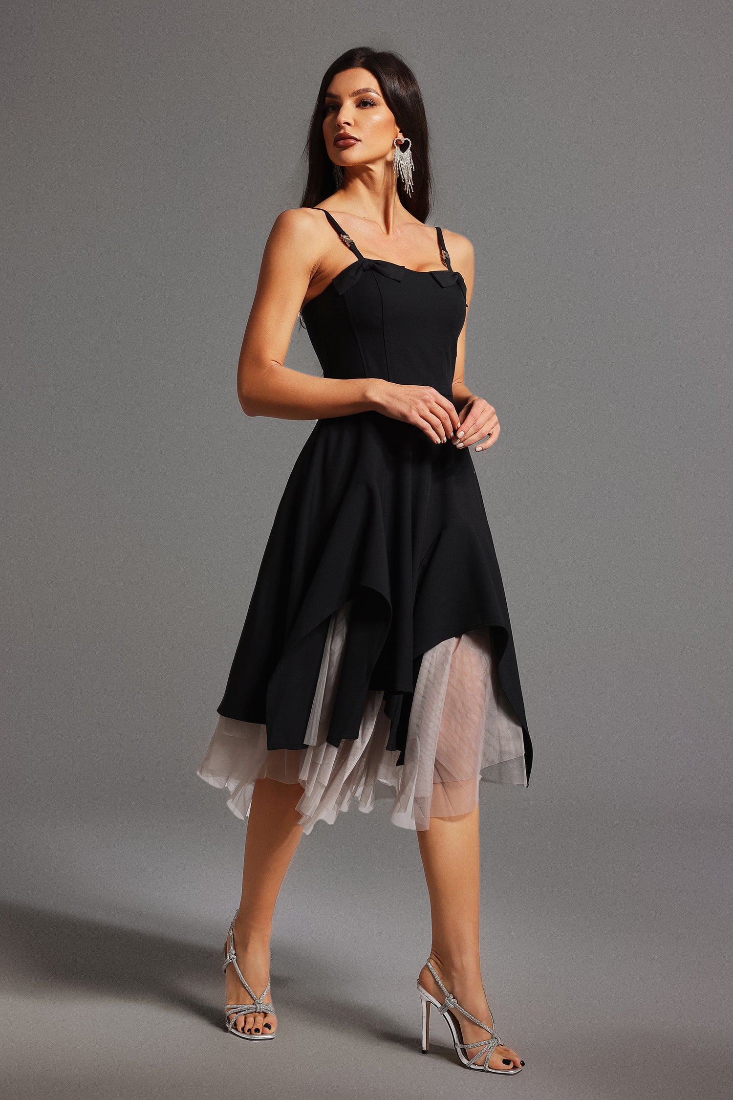 Jolie Sleeveless Bow Flounce Mini Dress