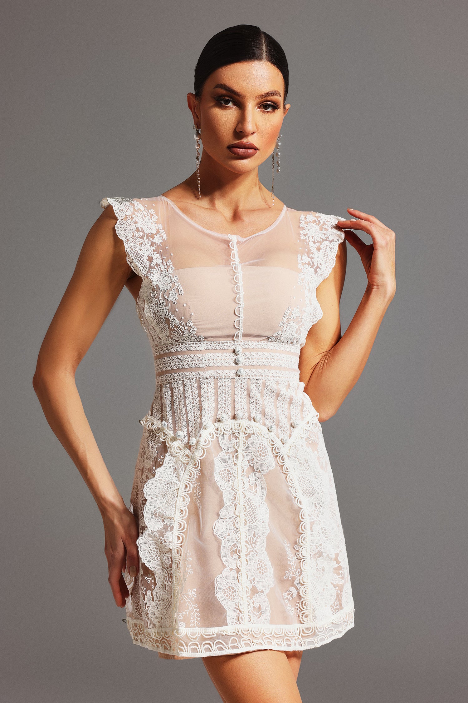 Kisa Sleeveless Lace Mini Dress