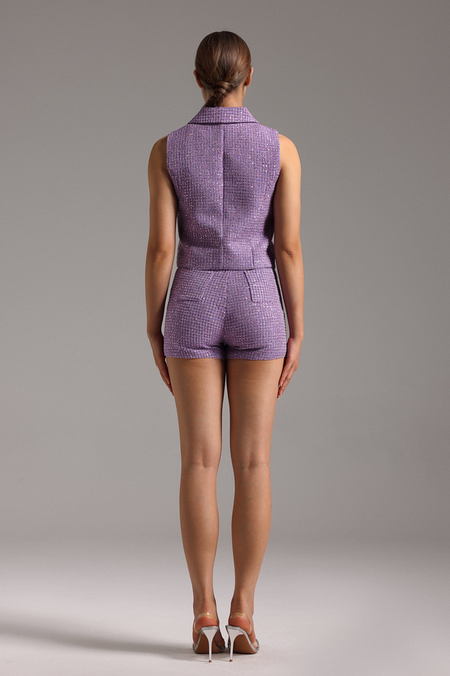 Nani Woven Vest Short Set - Purple