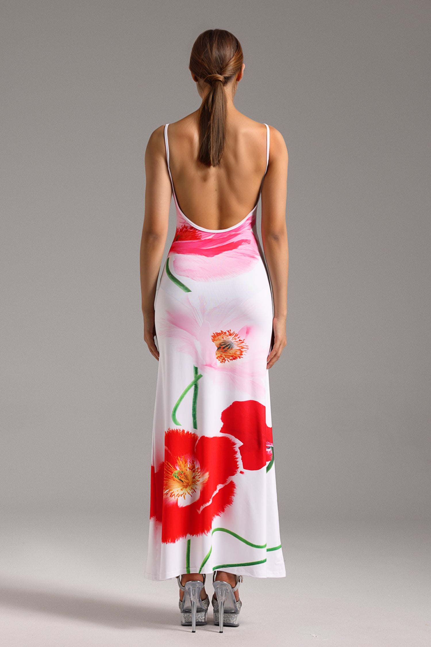 Pinky Sleeveless Printing Maxi Dress