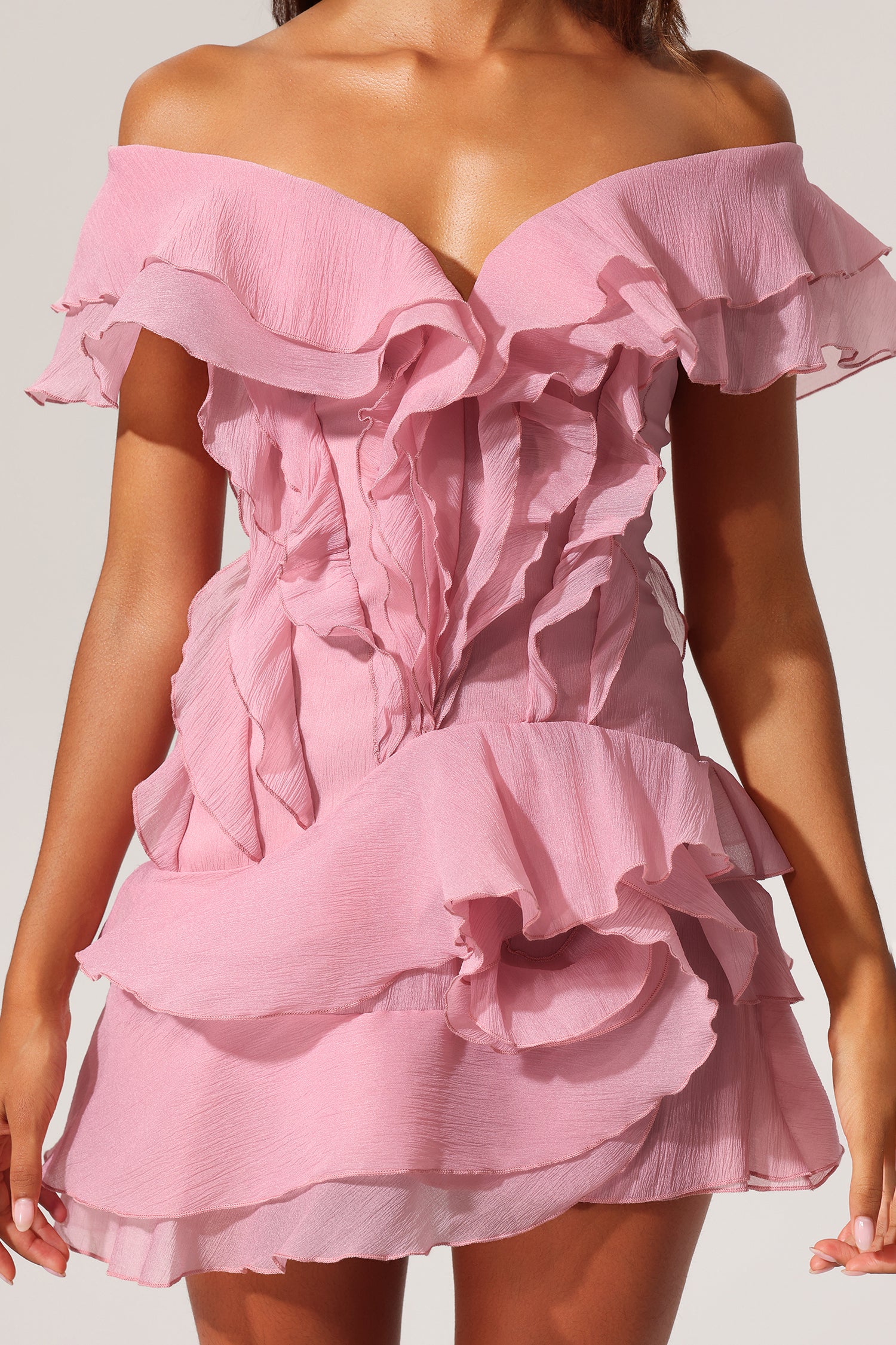 Minma Off Shoulder Ruffled Mini Dress