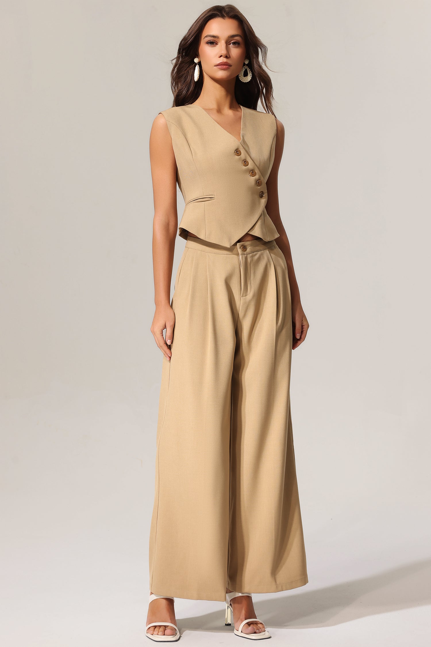 Montigo Sleeveless Asymmetric Pants Two-Piece Set