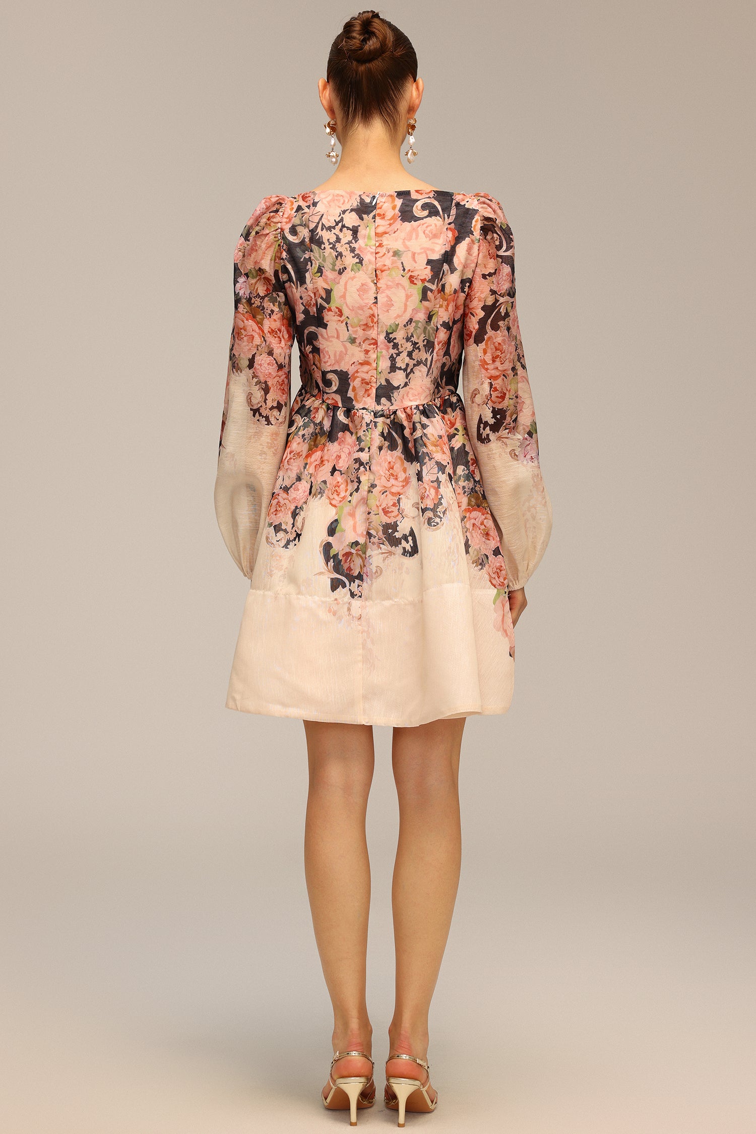 Madison Long Sleeve Floral Printed Mini Dress