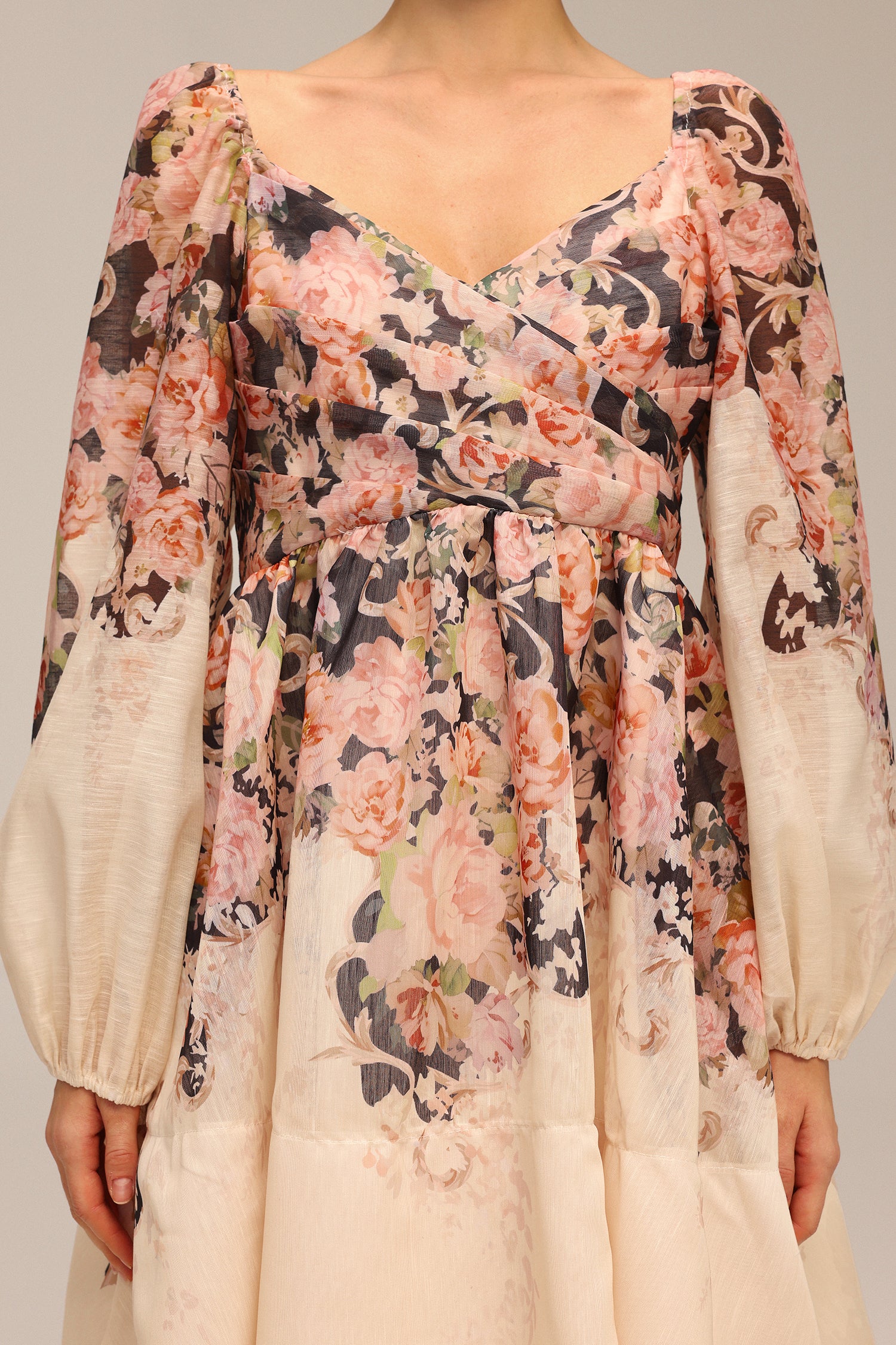 Madison Long Sleeve Floral Printed Mini Dress