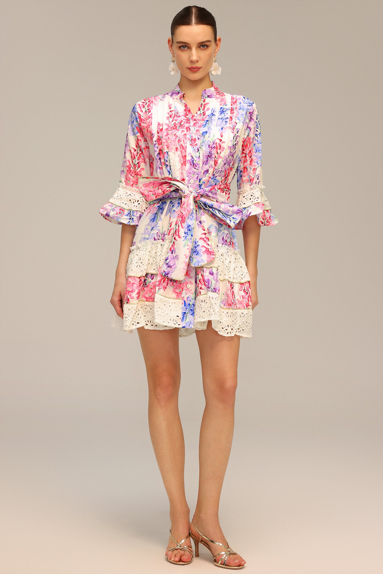 Zohara Lace Floral Printed Mini Dress