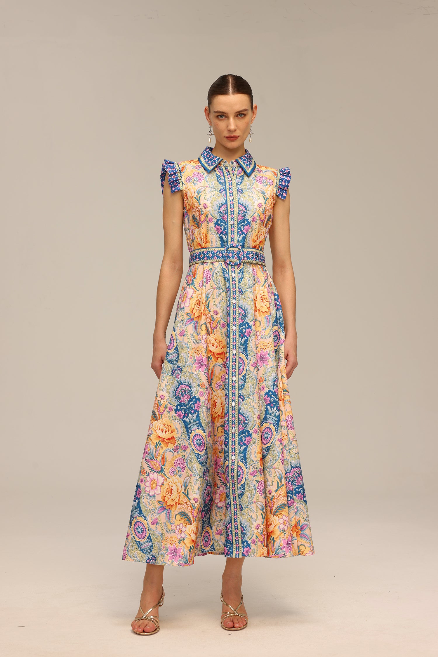 Naida Floral Printed Sleeveless Maxi Dress