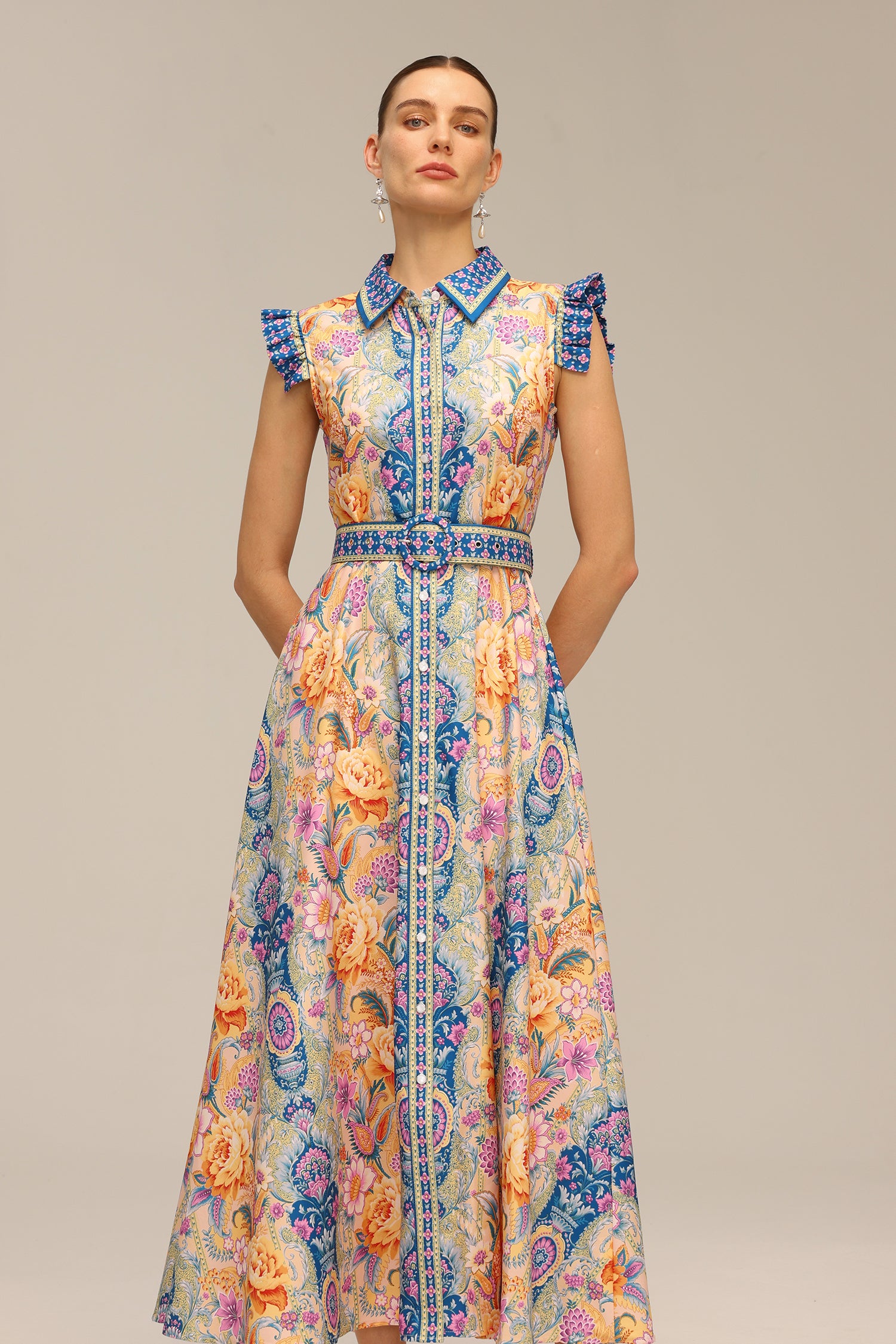 Naida Floral Printed Sleeveless Maxi Dress