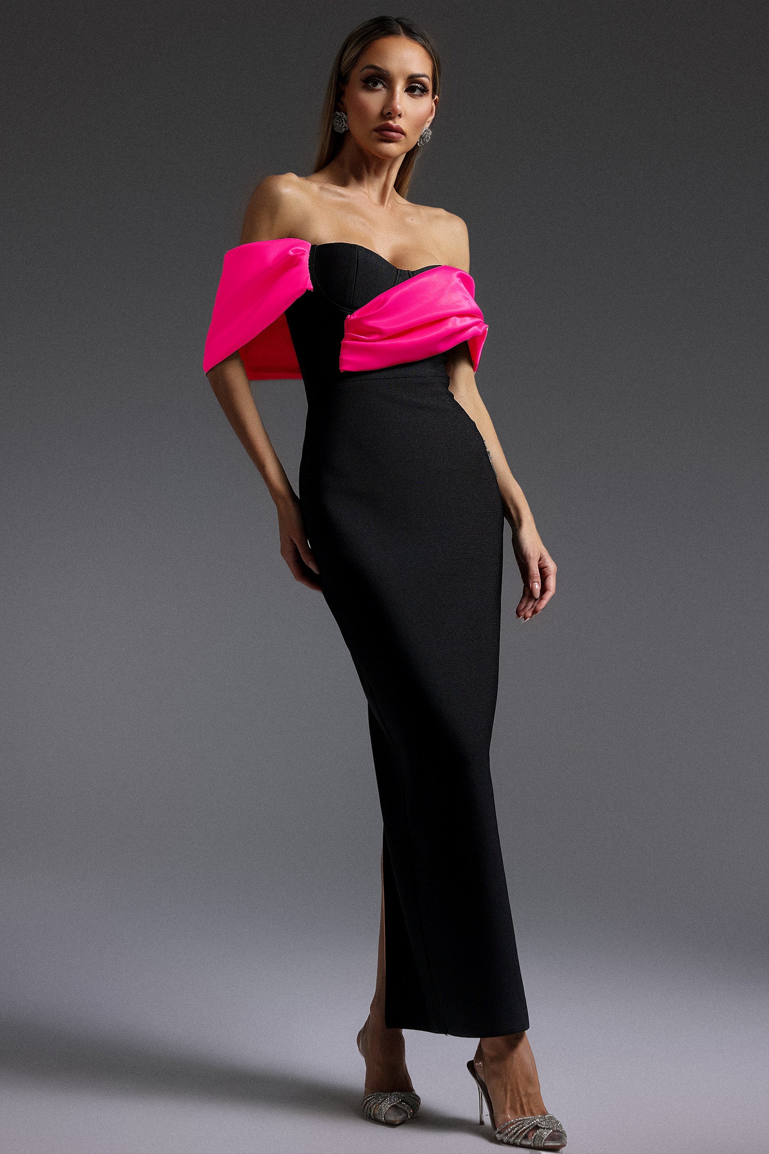 Lala Off-The-Shoulder Fold Bandage Maxi Dress