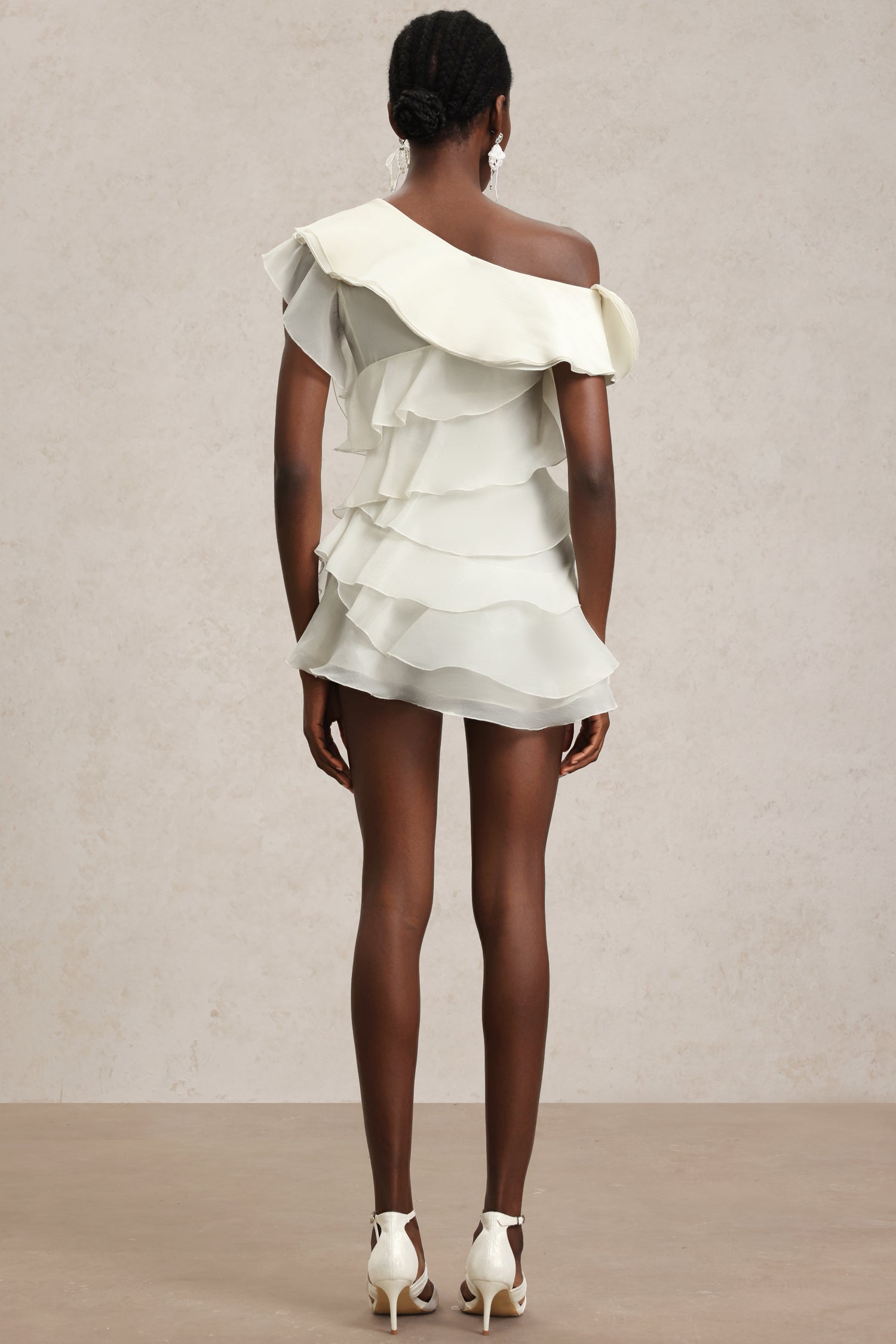 Oliay One Shoulder Flower Layered Sleeveless Mini Dress