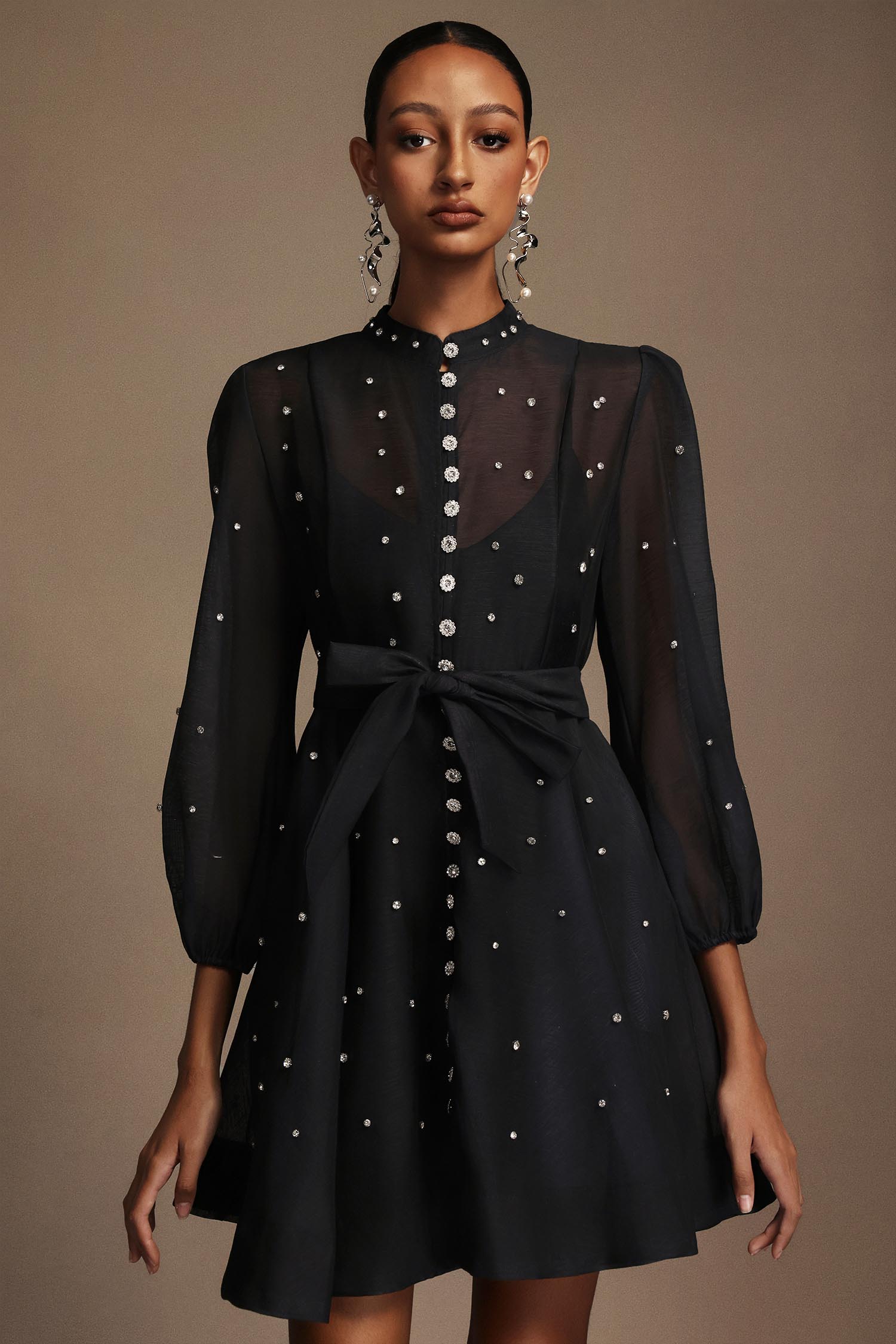 Kyli Long Sleeves Diamond Mini Dress