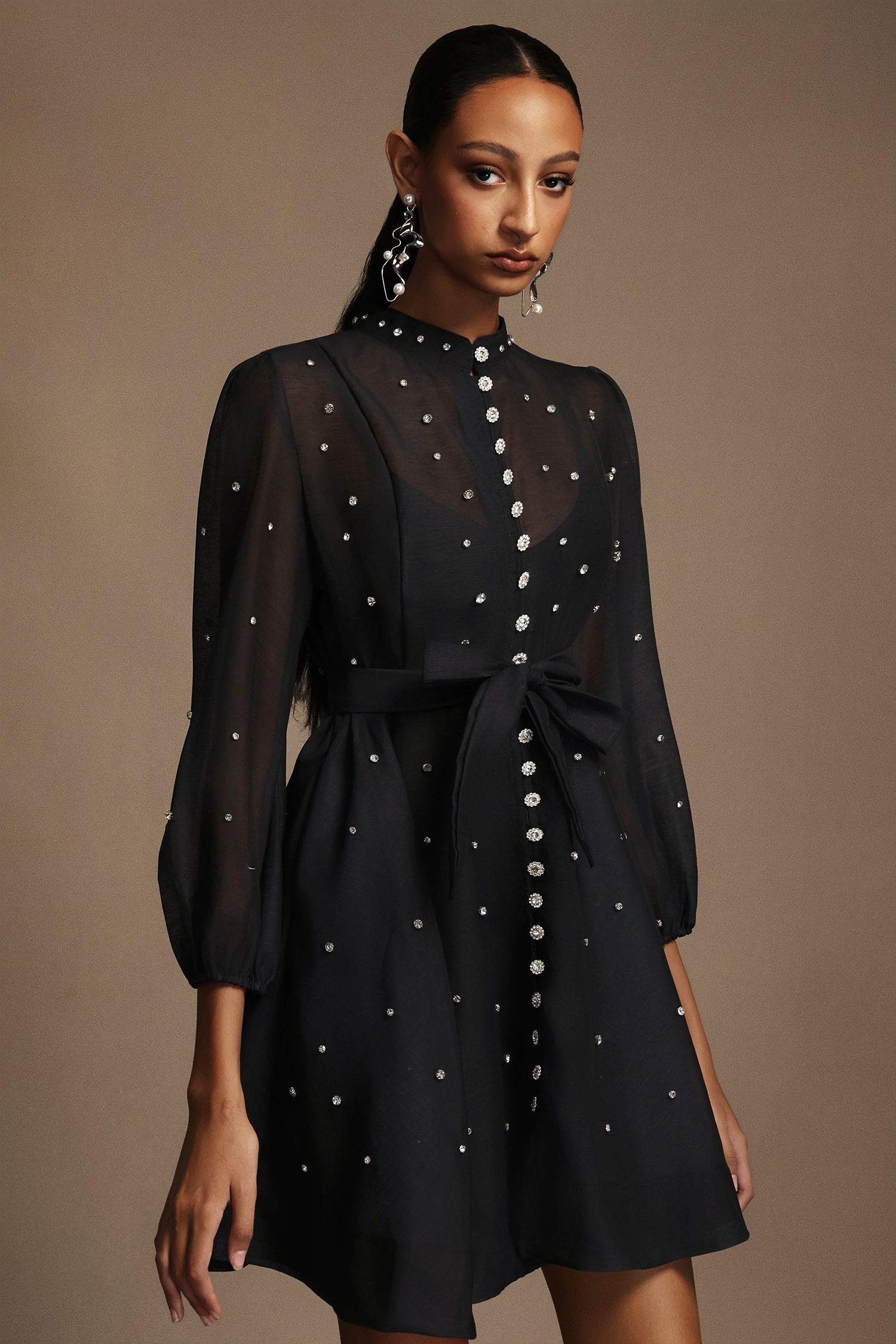 Kyli Long Sleeves Diamond Mini Dress