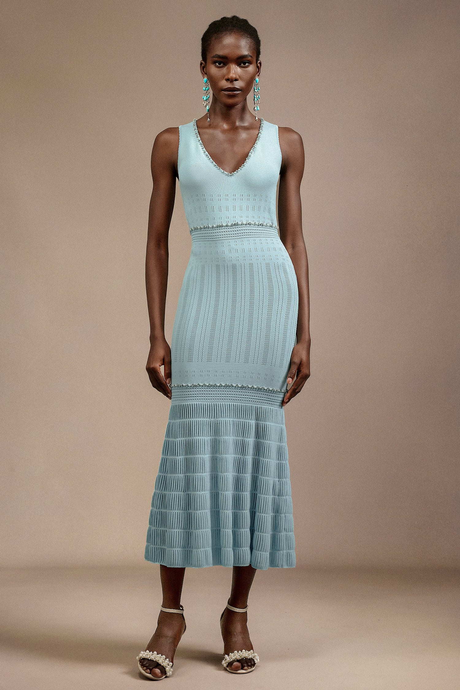 Gregorio Sleeveless Diamond Midi Dress