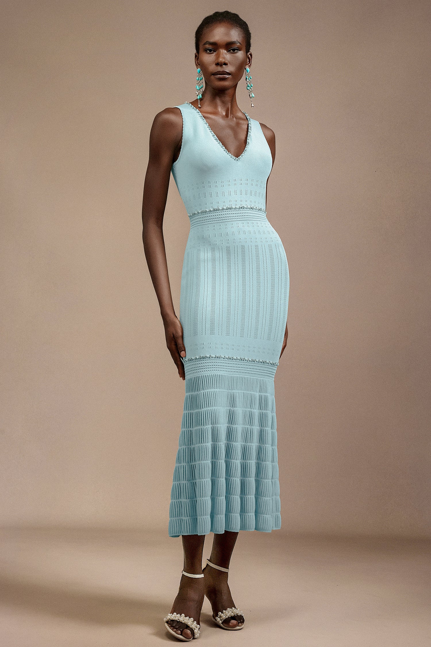 Gregorio Sleeveless Diamond Midi Dress