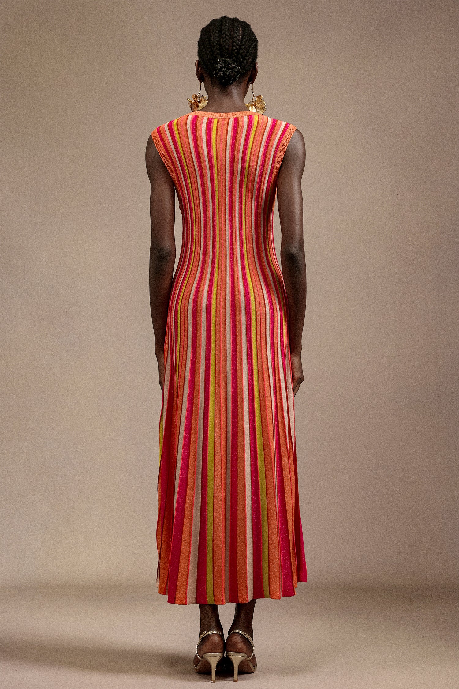 Noma Sleeveless Round Neck Candy Strip Maxi Dress