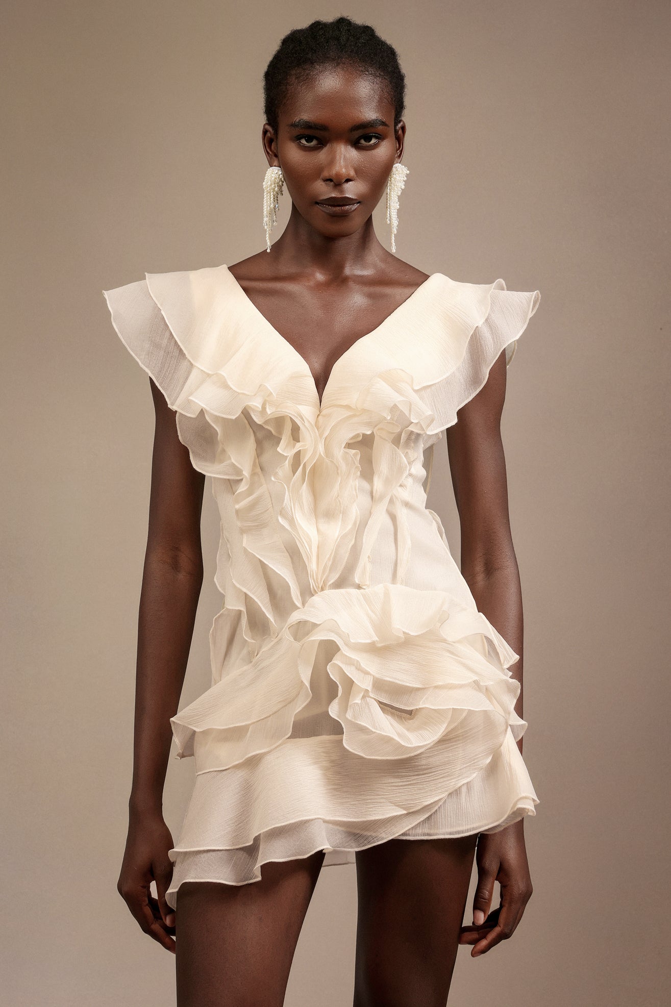 Loulia V-Neck Sleeveless Folds Mini Dress