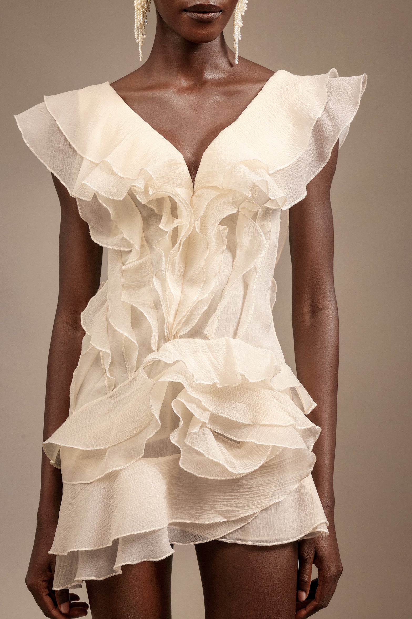 Loulia V-Neck Sleeveless Folds Mini Dress