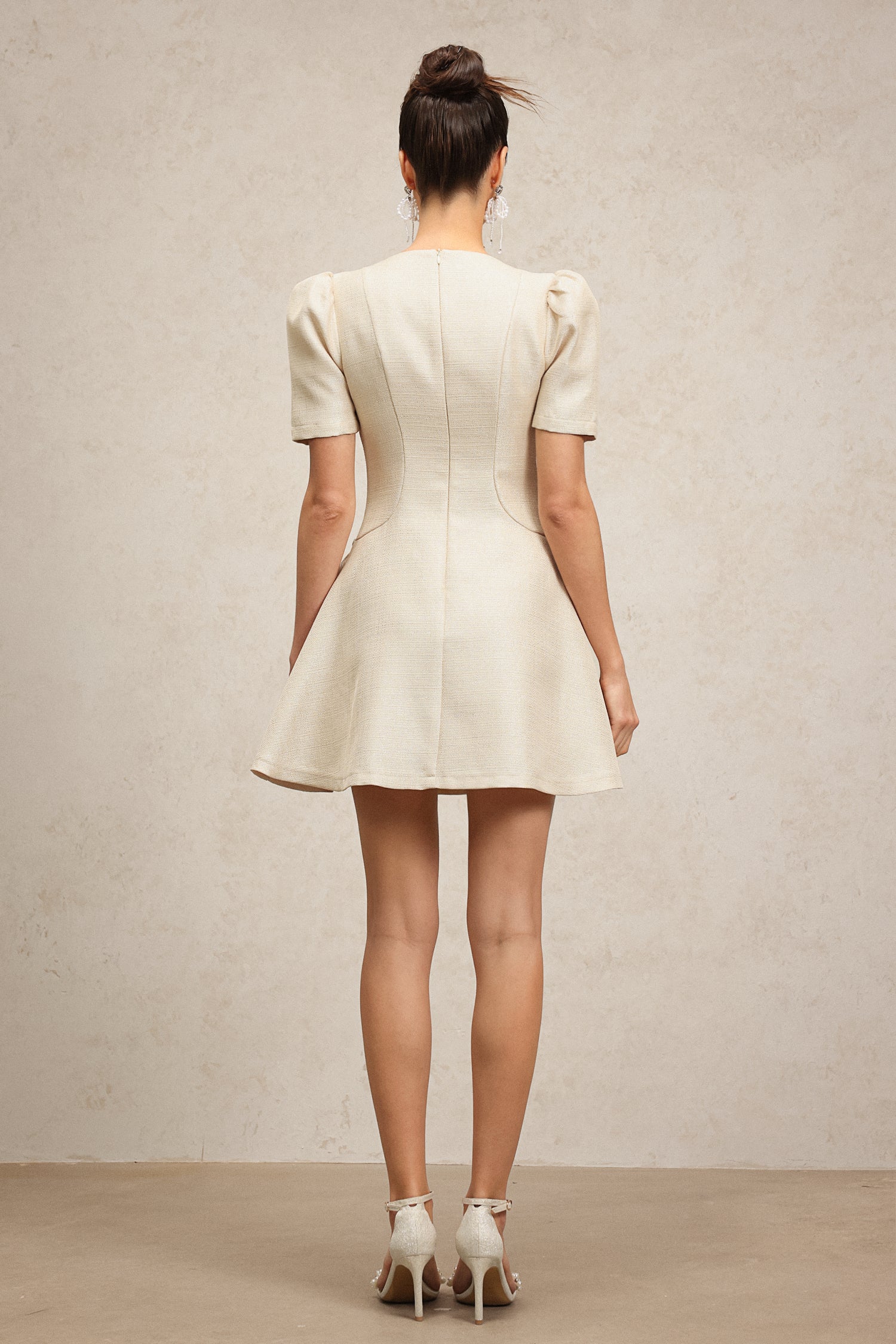 Sarada Short Sleeves Diamond Mini Dress