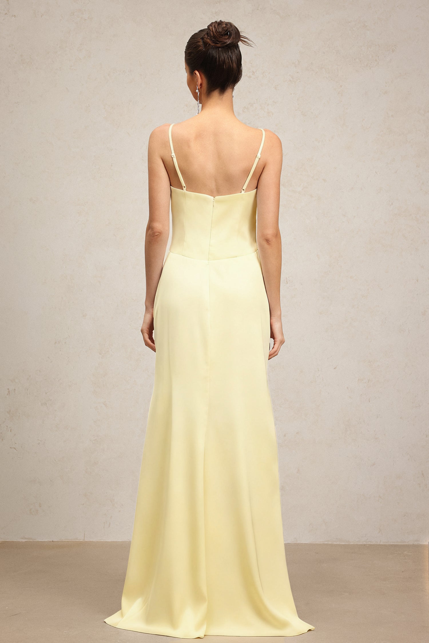 Yvonne Sleeveless V-Neck Flowers Flounce Yellow Maxi Dress