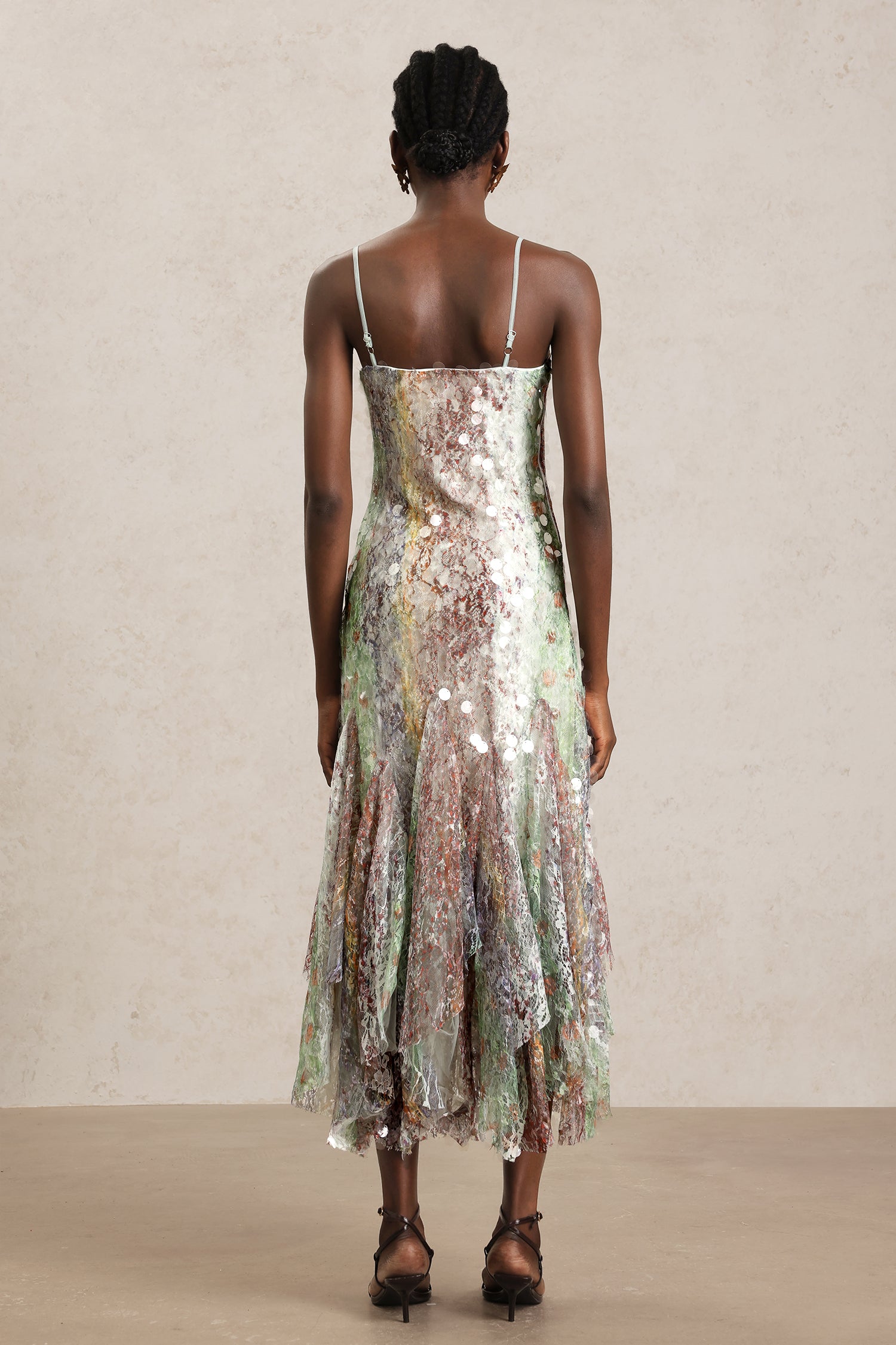 Wola Halter Printed Sequin Maxi Dress